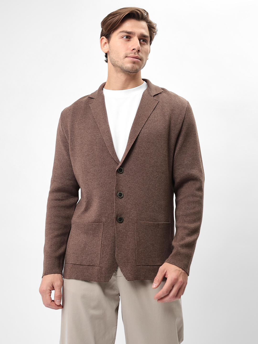 G136-KF-коричневый 525 Кардиган мужской