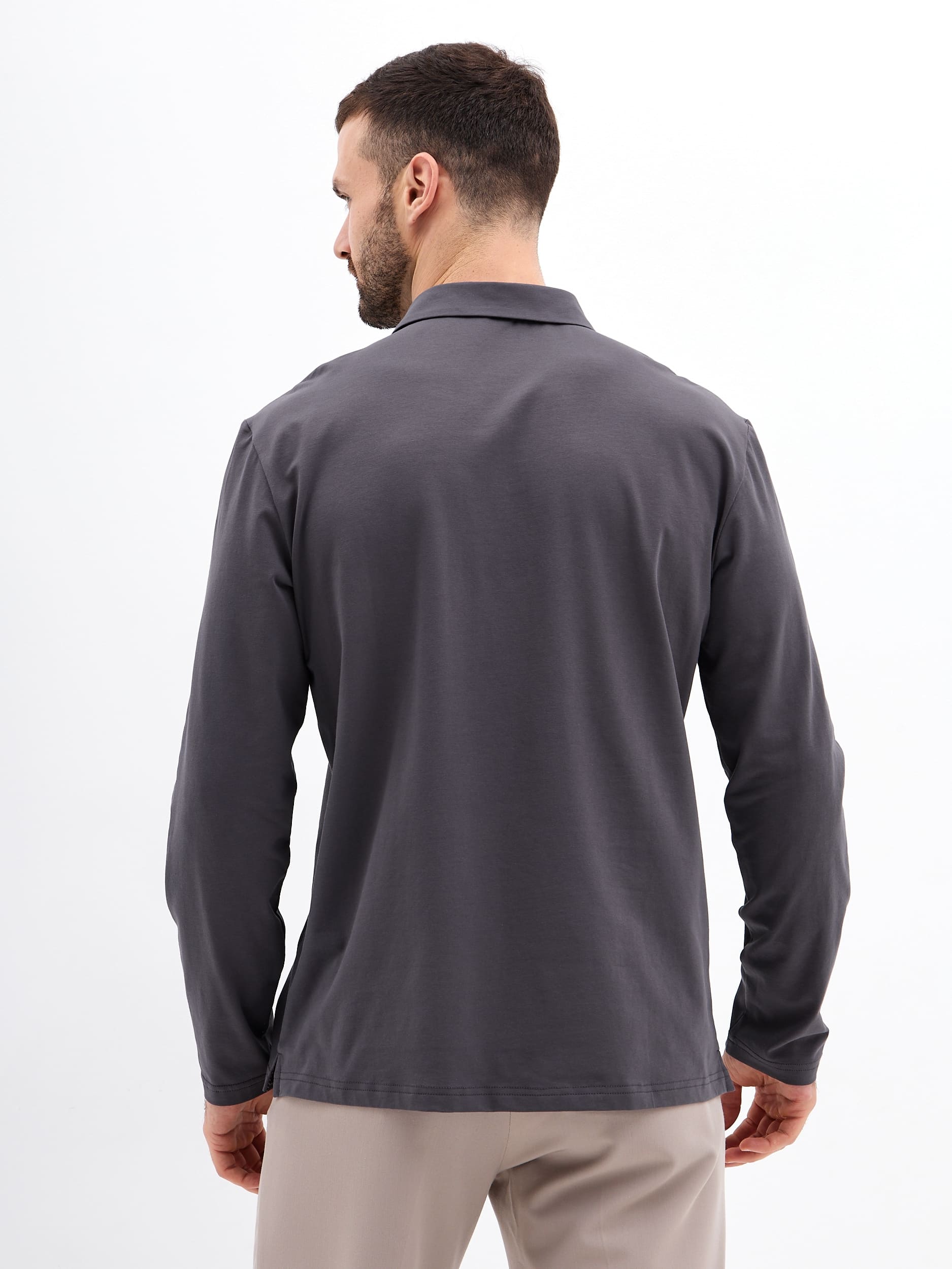 G155-KO1246-SA5095 (серый) Джемпер мужской с воротником поло