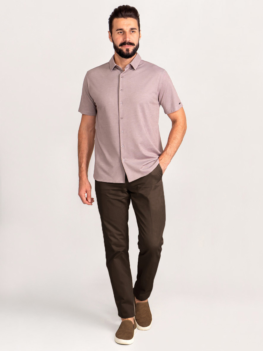 G143-RH03-29 (т.бежевый) Батник мужской трикотажный короткий рукав