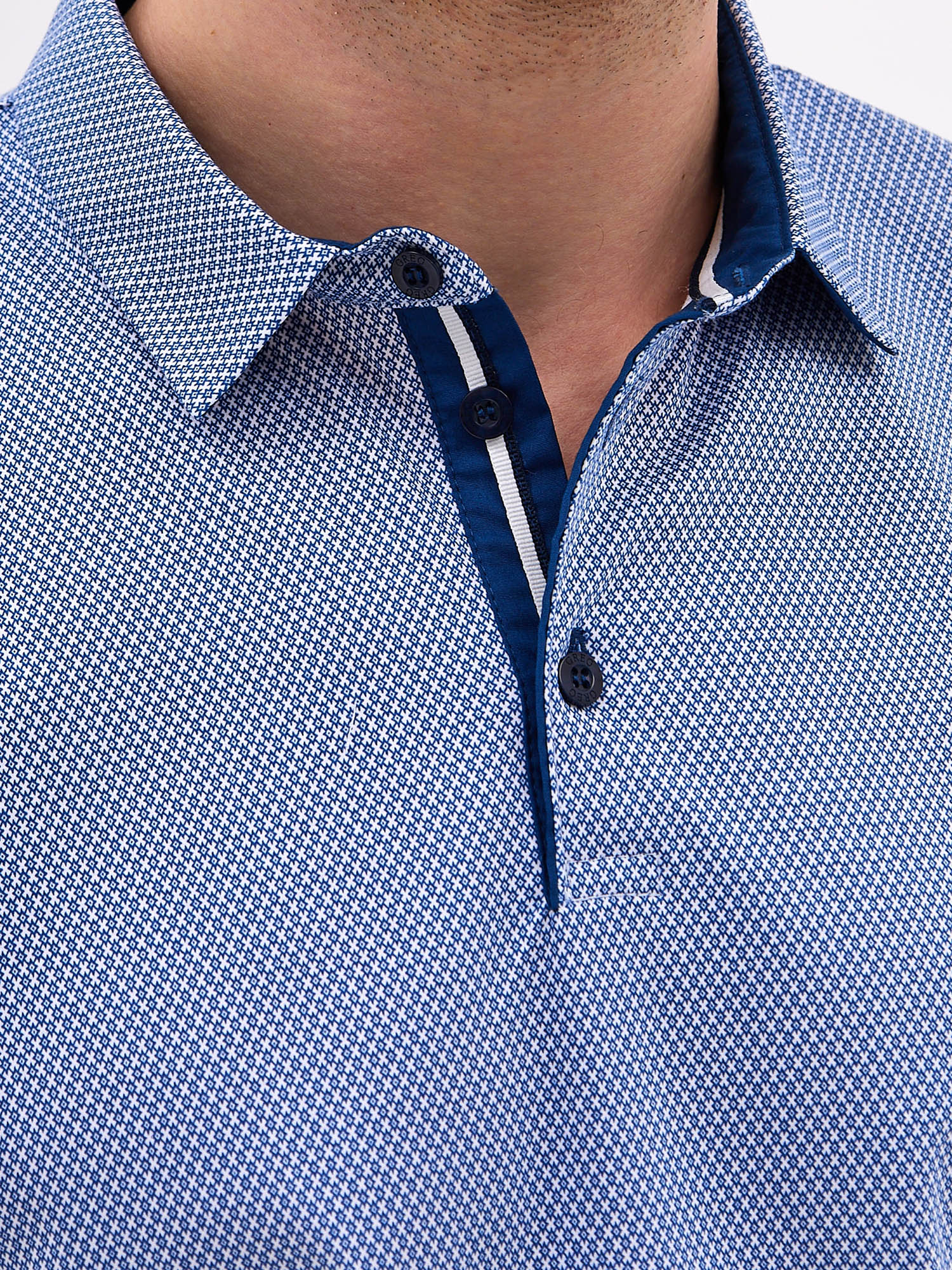 G144-TD1246T-LT4615 (синий) Джемпер мужской с воротником поло короткий рукав