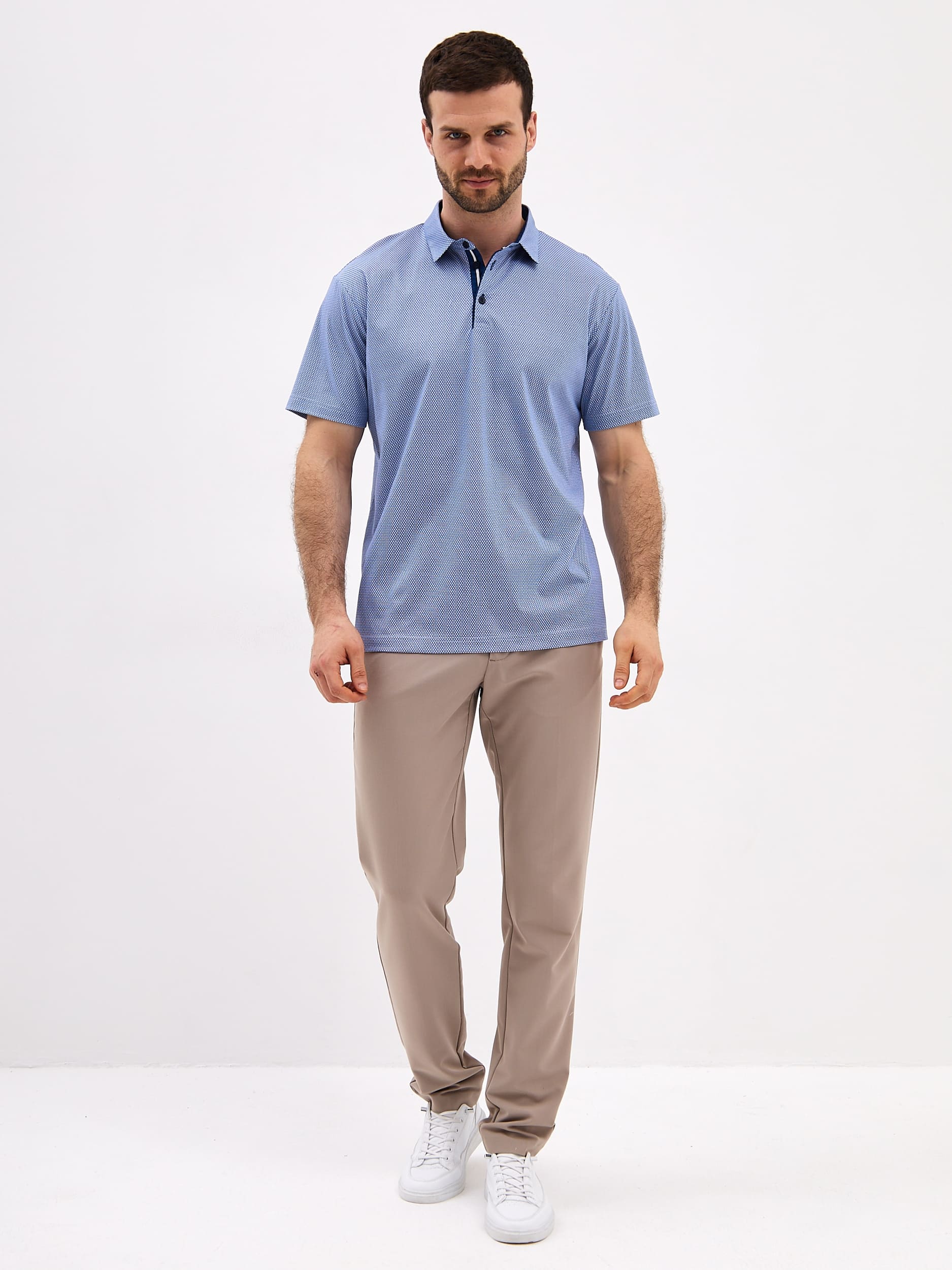 G144-TD1246T-LT4615 (синий) Джемпер мужской с воротником поло короткий рукав