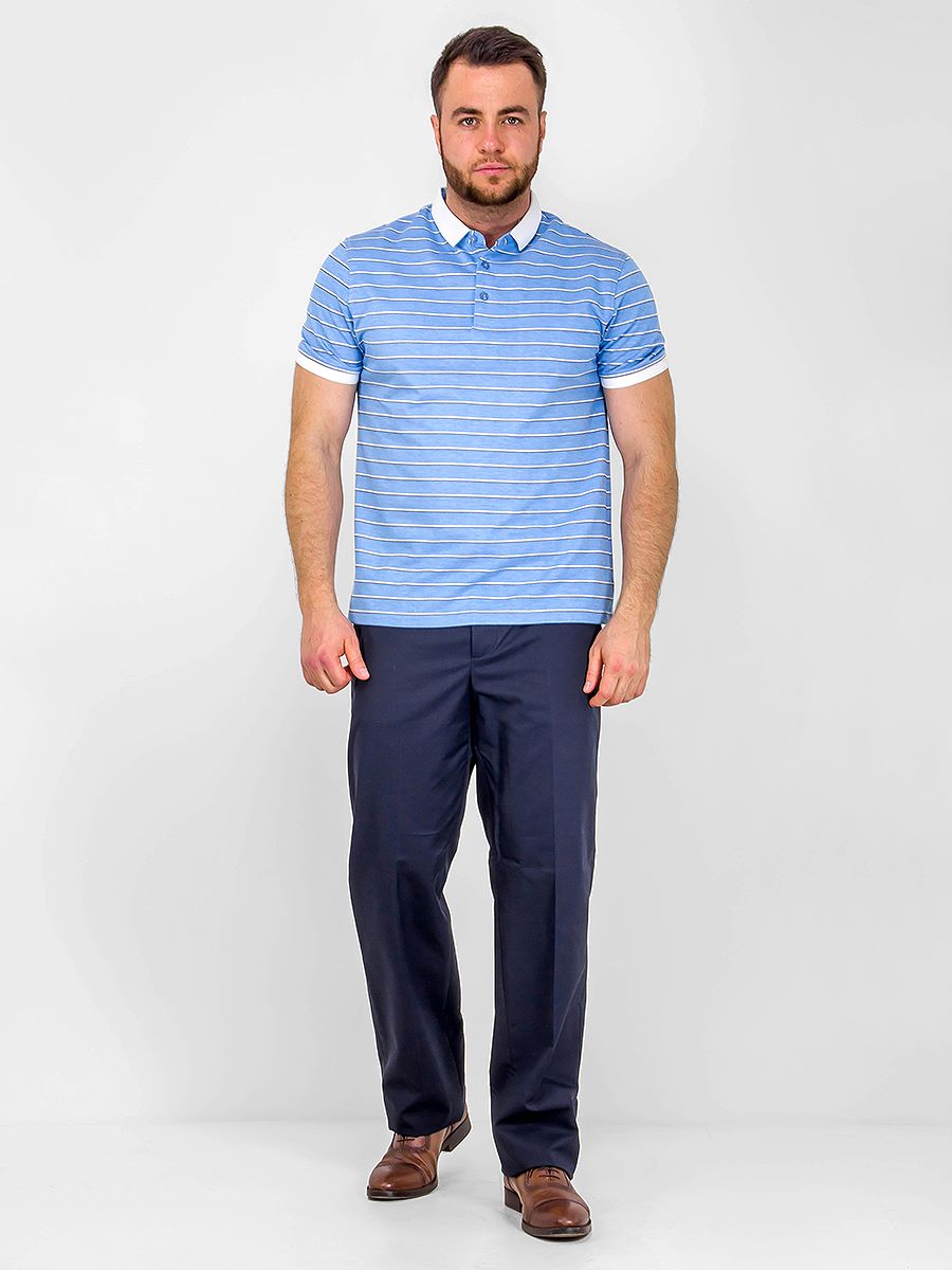 G144-ZH-2 (голубой м.) Джемпер мужской с воротником поло короткий рукав