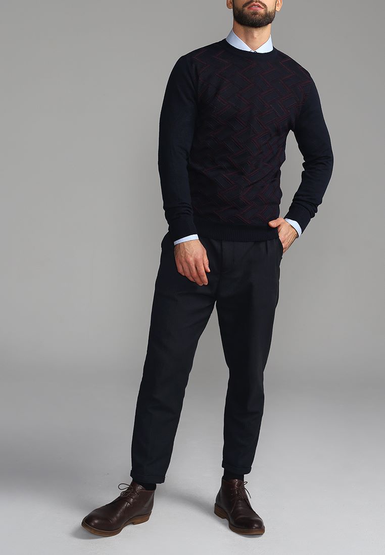 G121-12-зигзаг D1 (синий/бордо) Джемпер мужской
