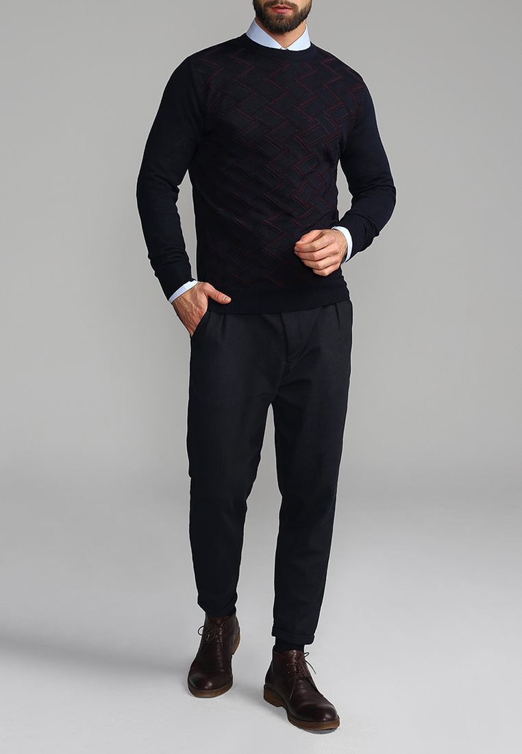 G121-12-зигзаг D1 (синий/бордо) Джемпер мужской