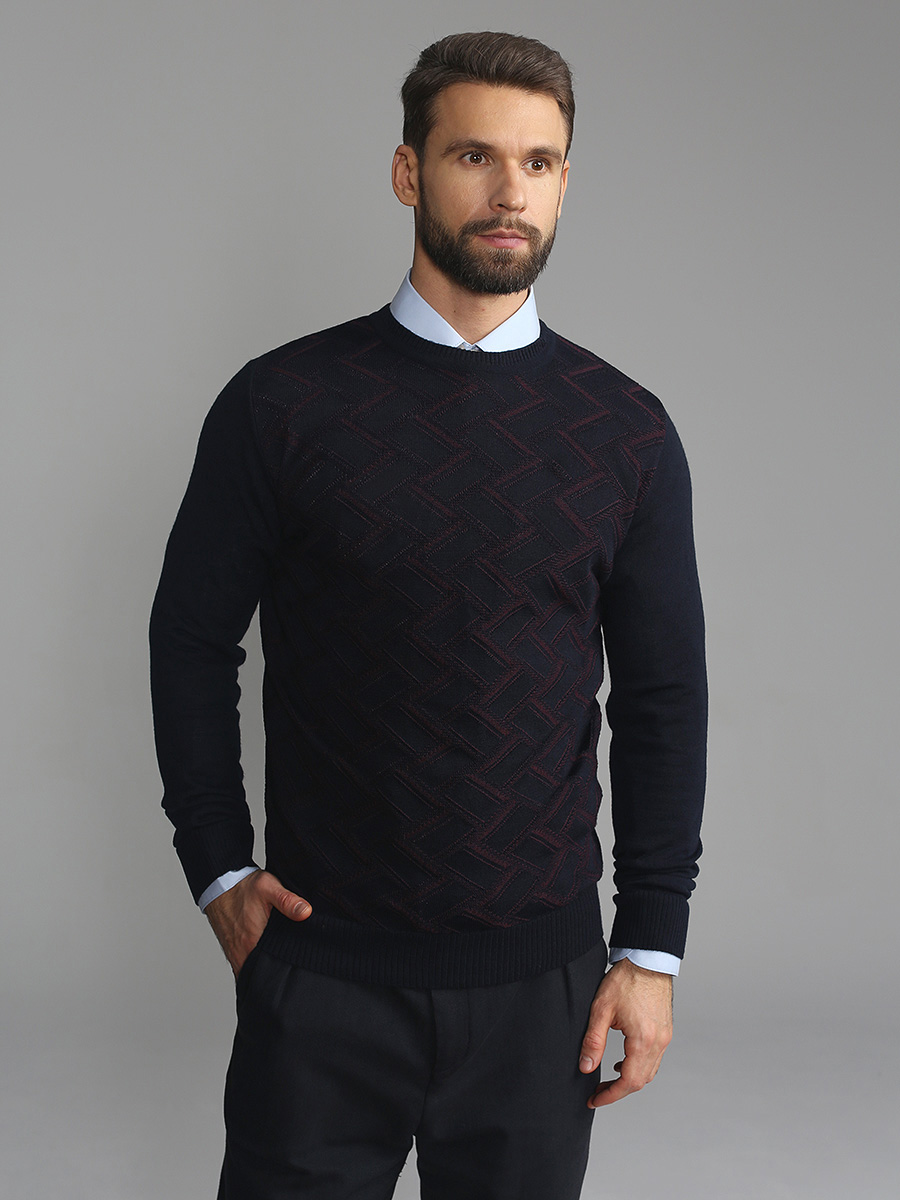 G121-12-зигзаг D1 (синий/бордо) Джемпер мужской