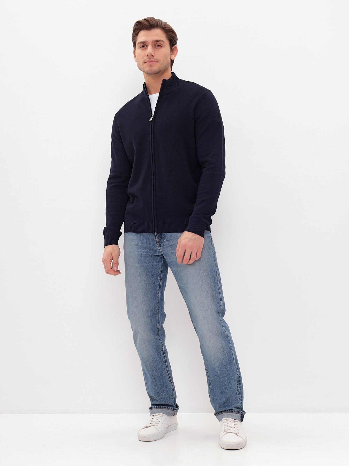 G139-25P пике (т.синий) Кардиган мужской