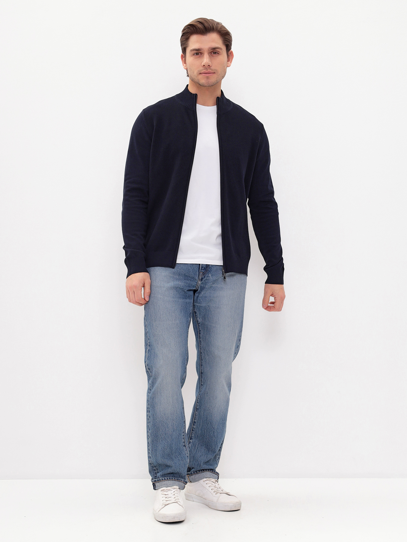 G139-25P пике (т.синий) Кардиган мужской