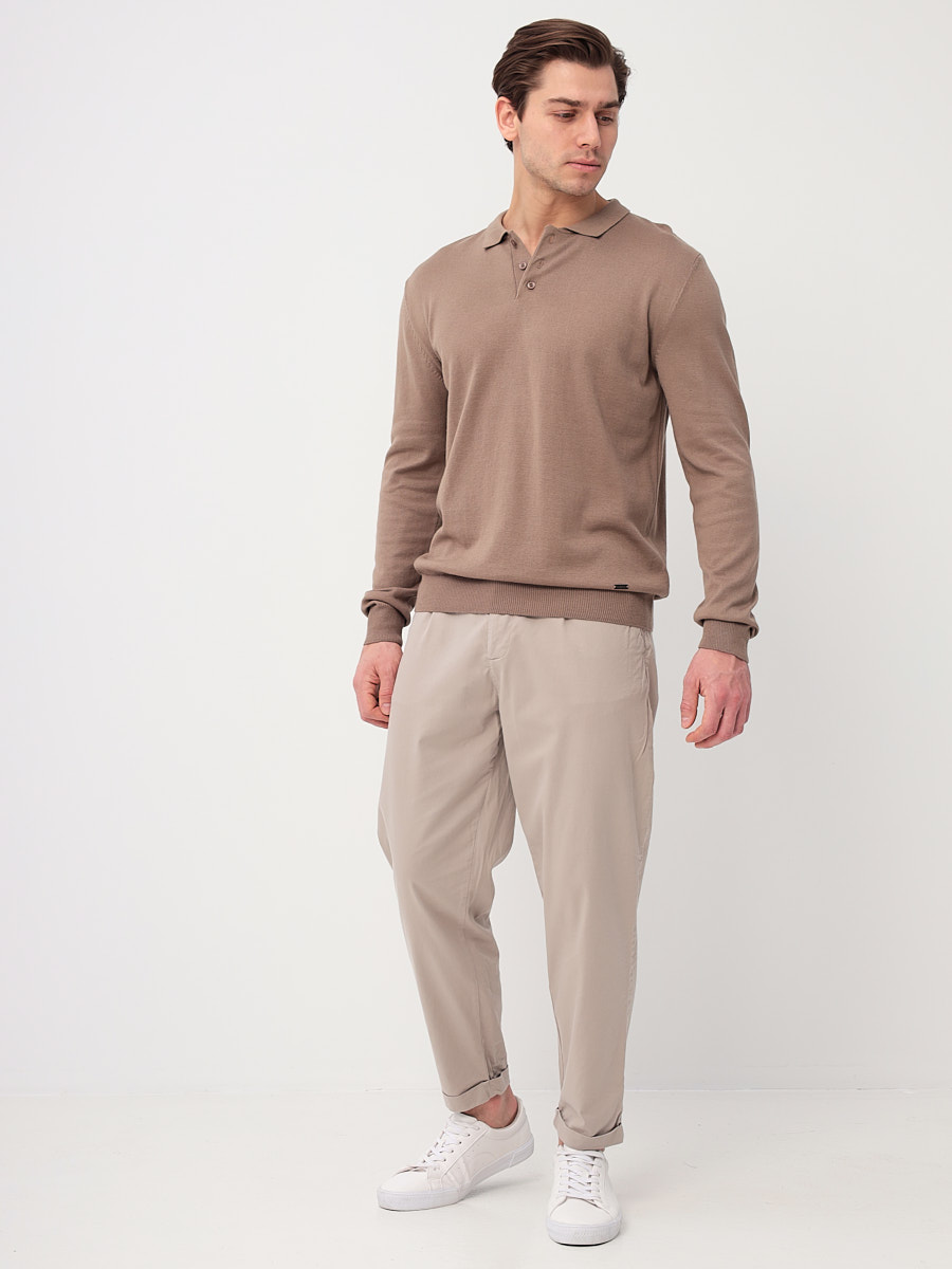 G128-AC155 (бежевый) Джемпер мужской с воротником поло