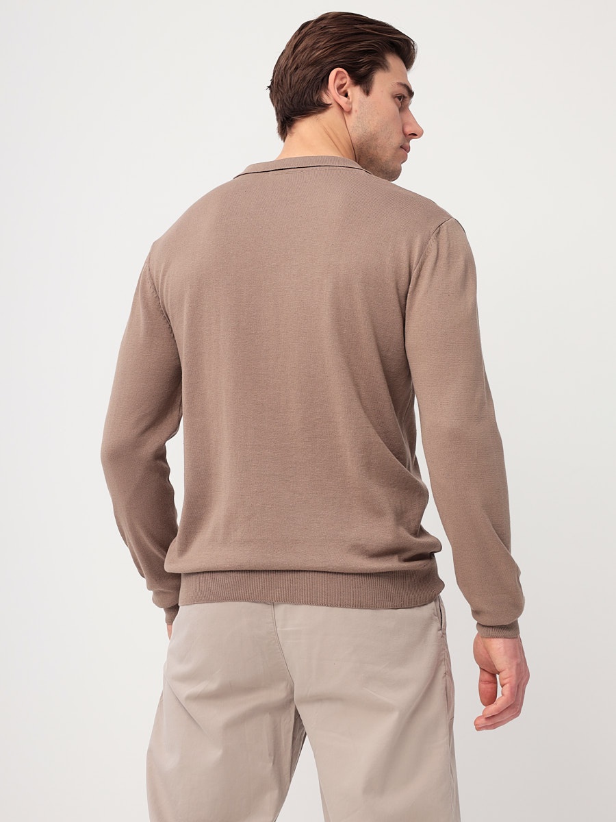 G128-AC155 (бежевый) Джемпер мужской с воротником поло