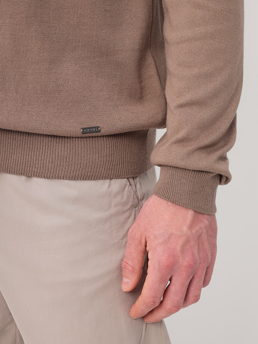 G128-AC155 (бежевый) Джемпер мужской с воротником поло