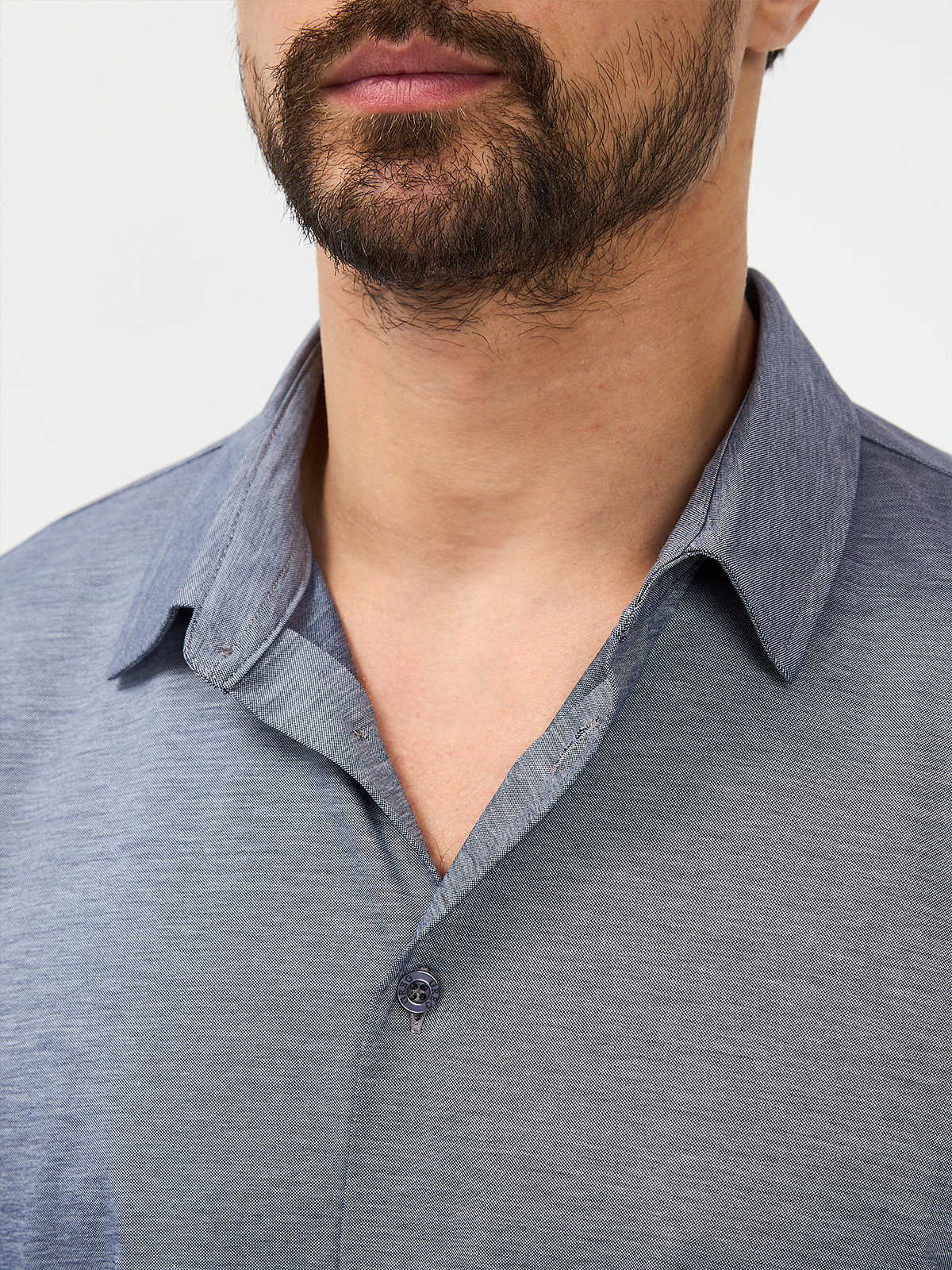 G143-PM-LT1636 (сине-серый) Рубашка трикотажная мужская короткий рукав