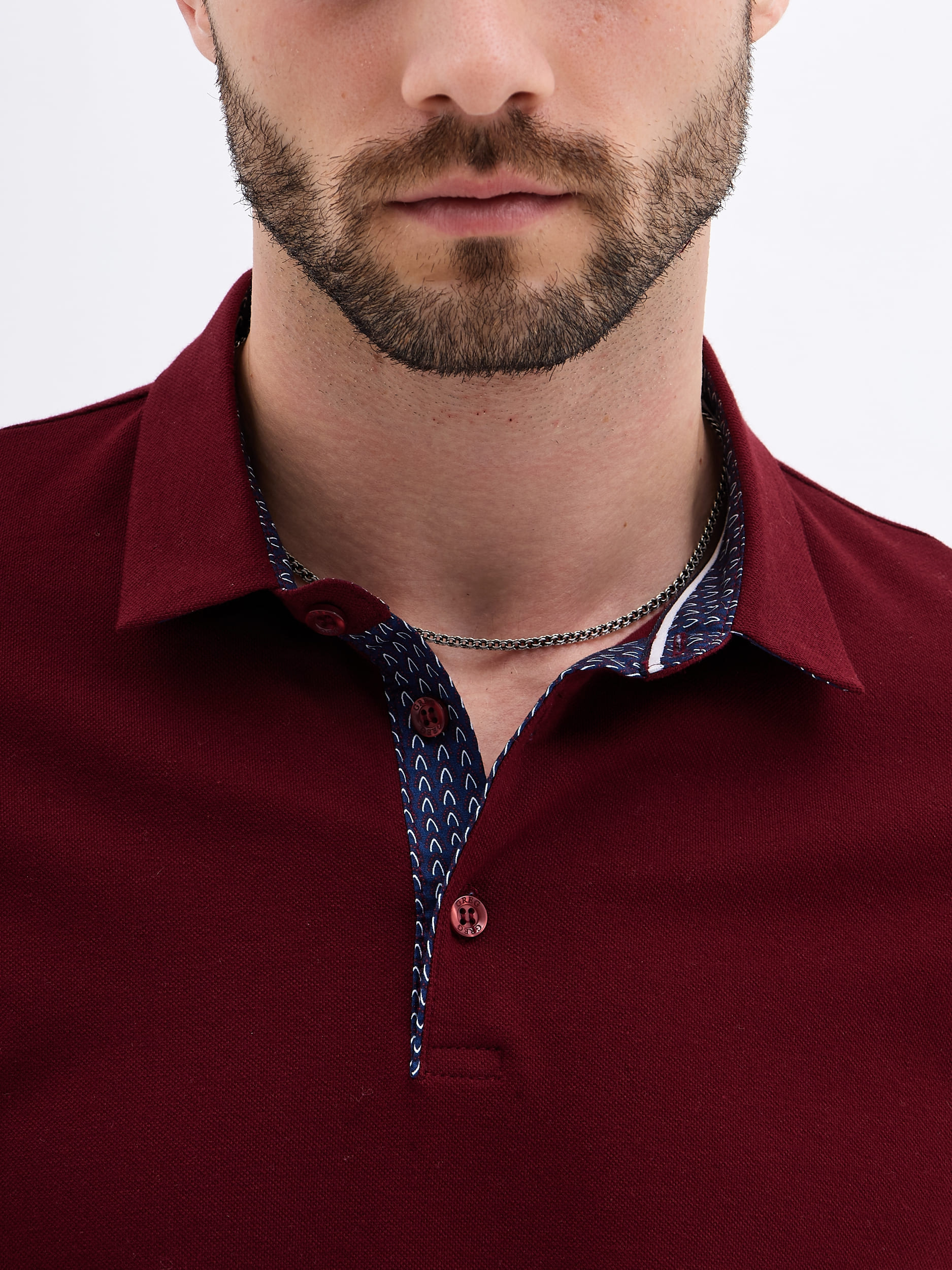 G144-PO1246T-SAS2081(бордо) Джемпер мужской с воротником поло короткий рукав