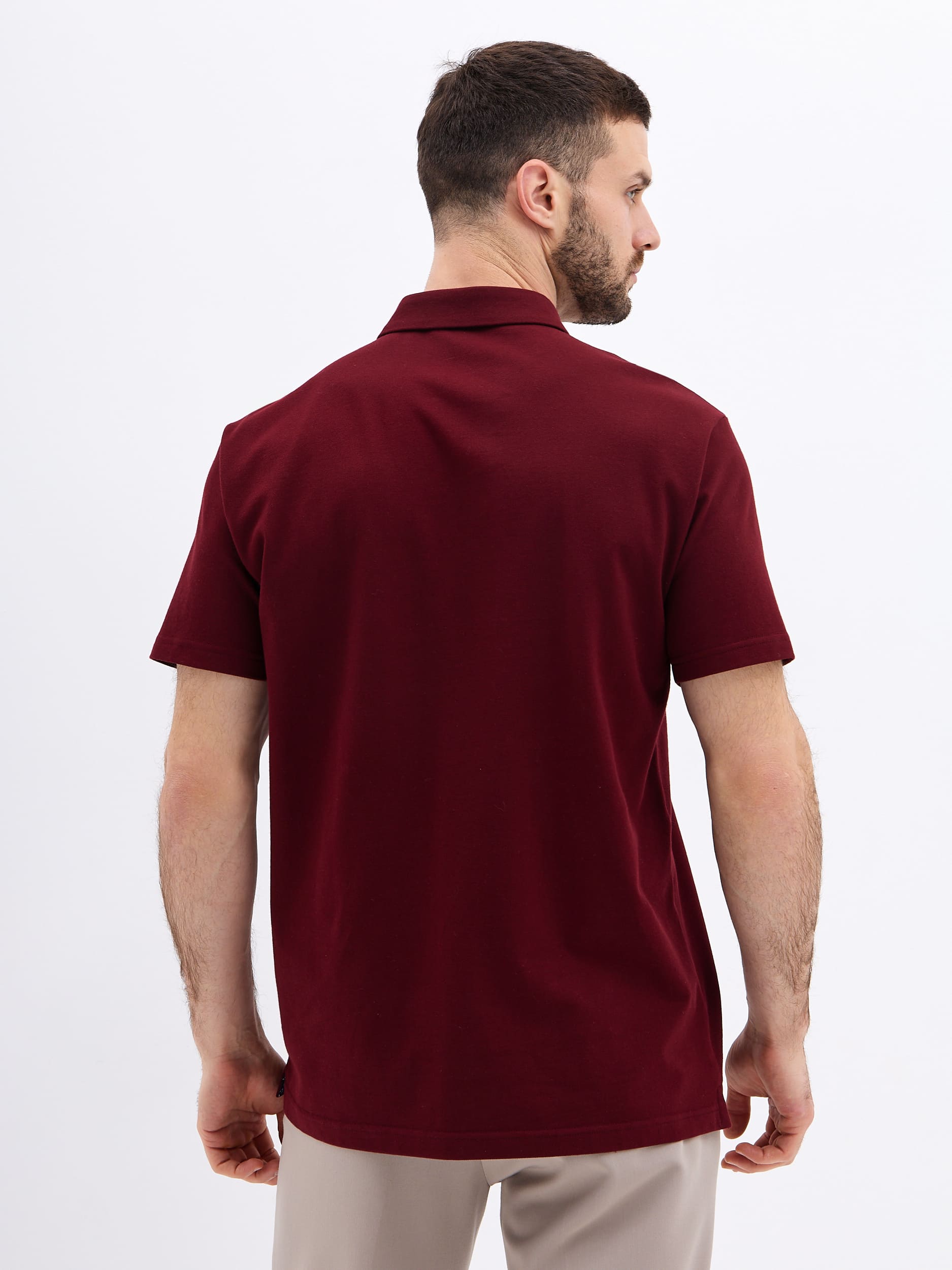 G144-PO1246T-SAS2081(бордо) Джемпер мужской с воротником поло короткий рукав