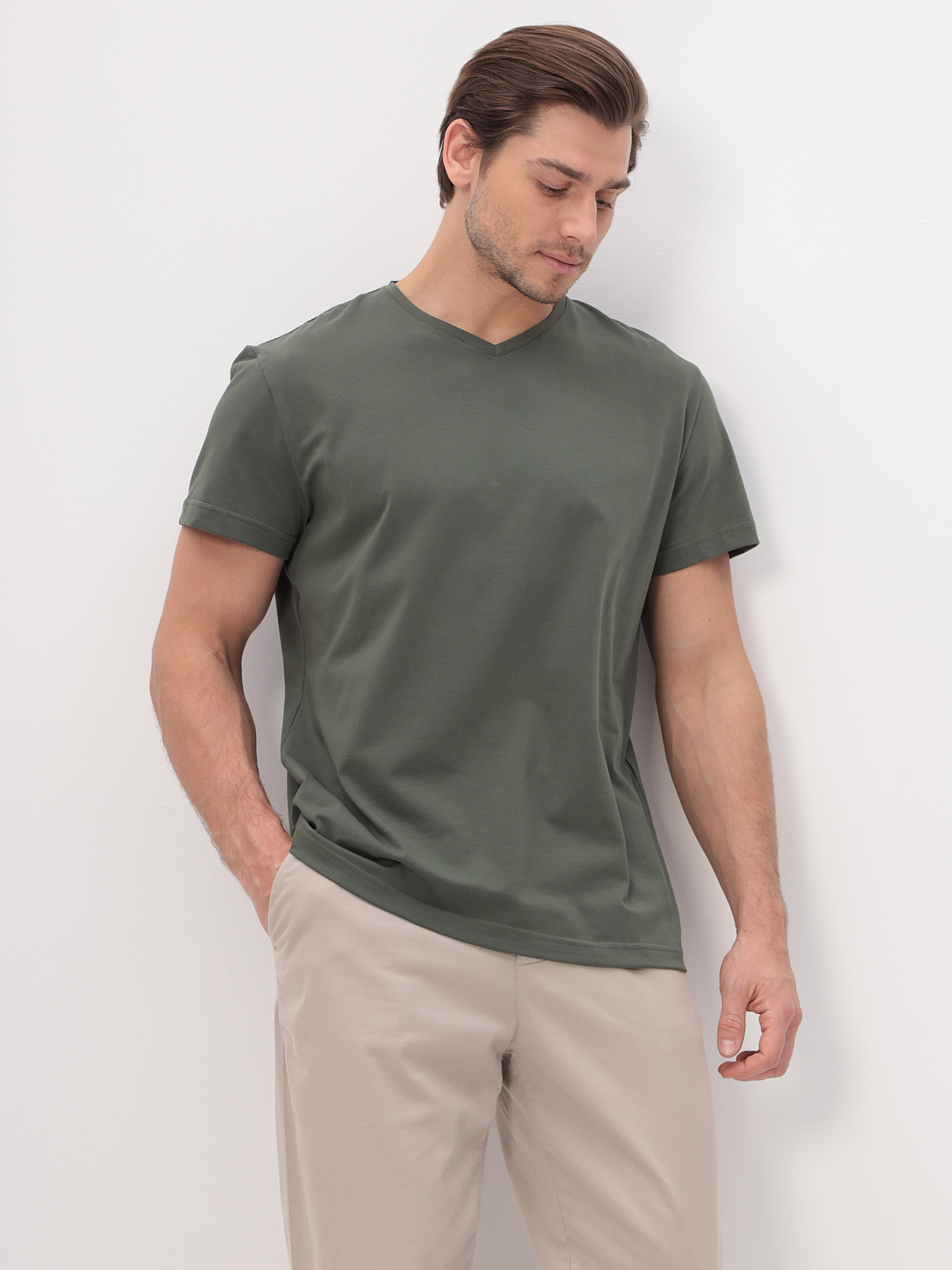 G146-KO-SA-S5094 (хаки) Футболка мужская короткий рукав