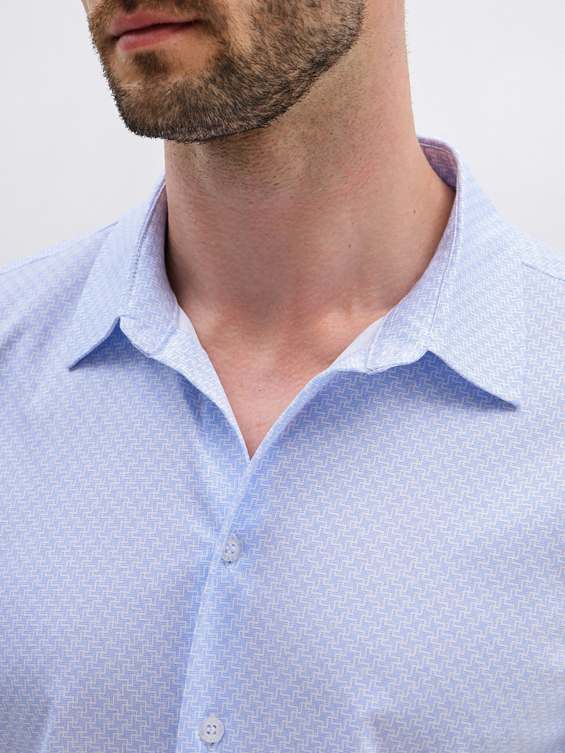 G143-TD-LT4624 (голубой) Рубашка мужская короткий рукав