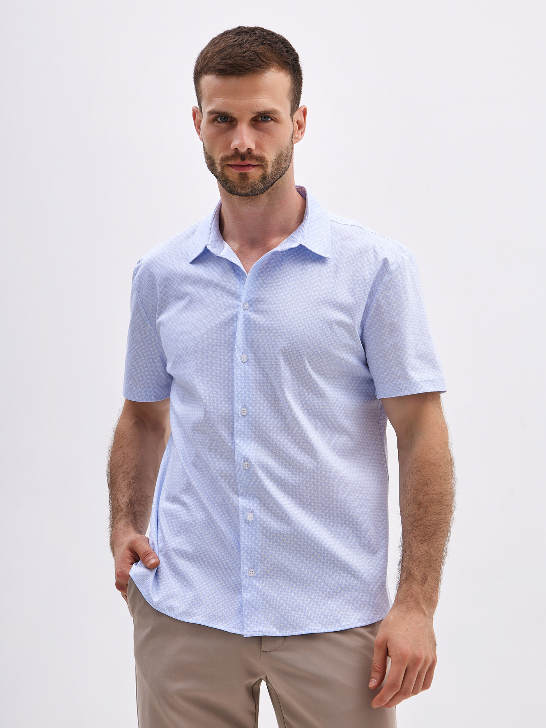 G143-TD-LT4624 (голубой) Рубашка мужская короткий рукав