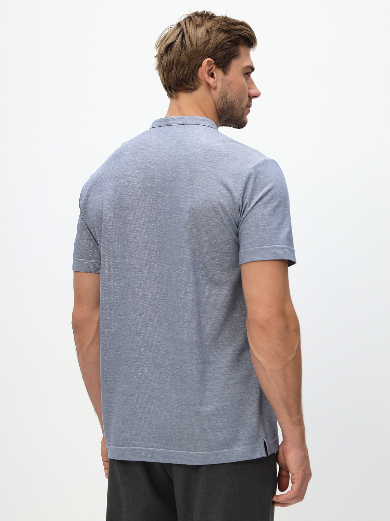 G154-PM24-LT0266-7 (т.голубой) Джемпер мужской с воротником поло короткий рукав