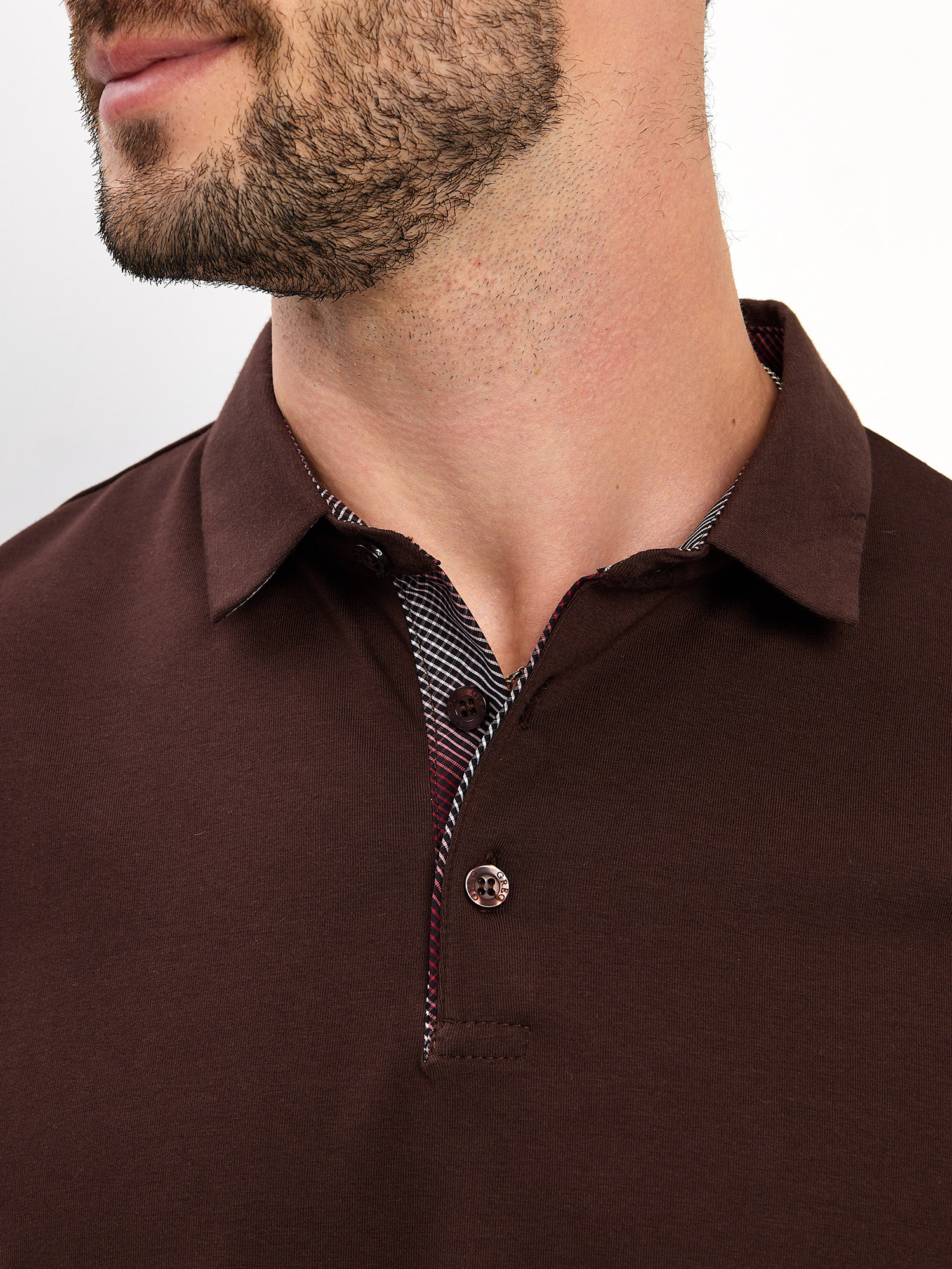 G155-KO1246-SA5104 (коричневый) Джемпер мужской с воротником поло