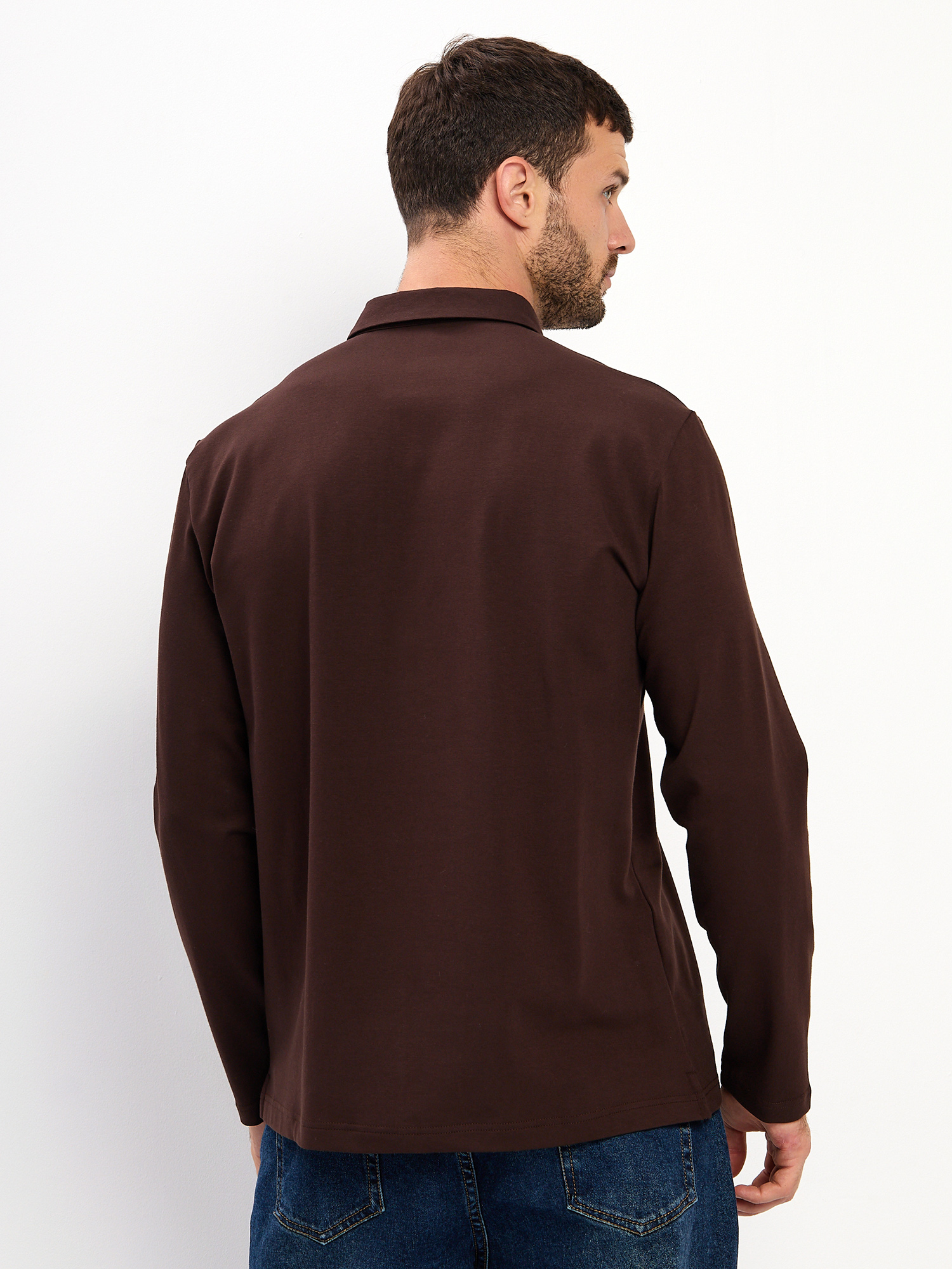 G155-KO1246-SA5104 (коричневый) Джемпер мужской с воротником поло