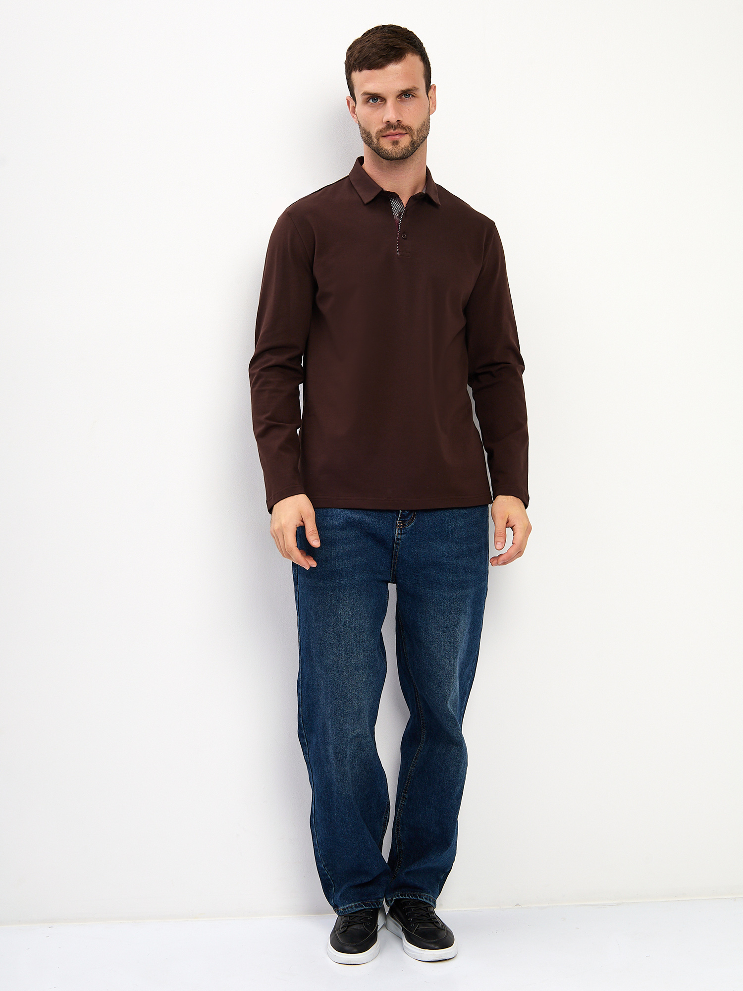 G155-KO1246-SA5104 (коричневый) Джемпер мужской с воротником поло