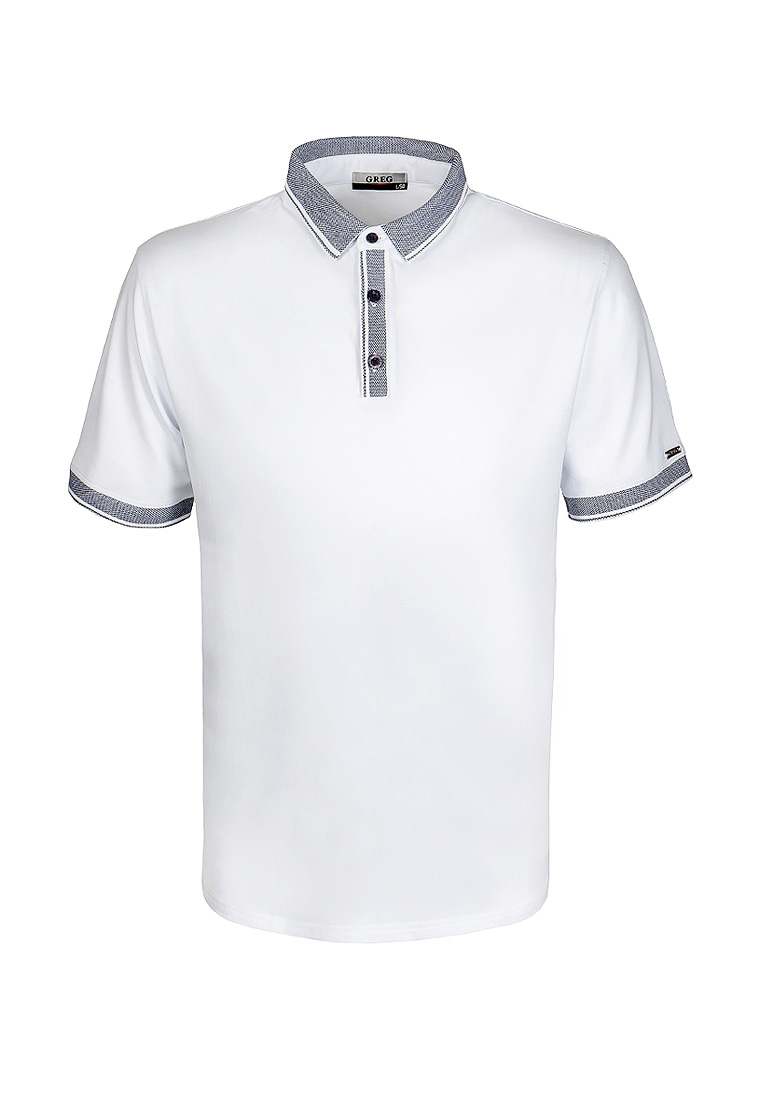 G144-TS-2 жаккард (белый) Джемпер мужской с воротником поло короткий рукав