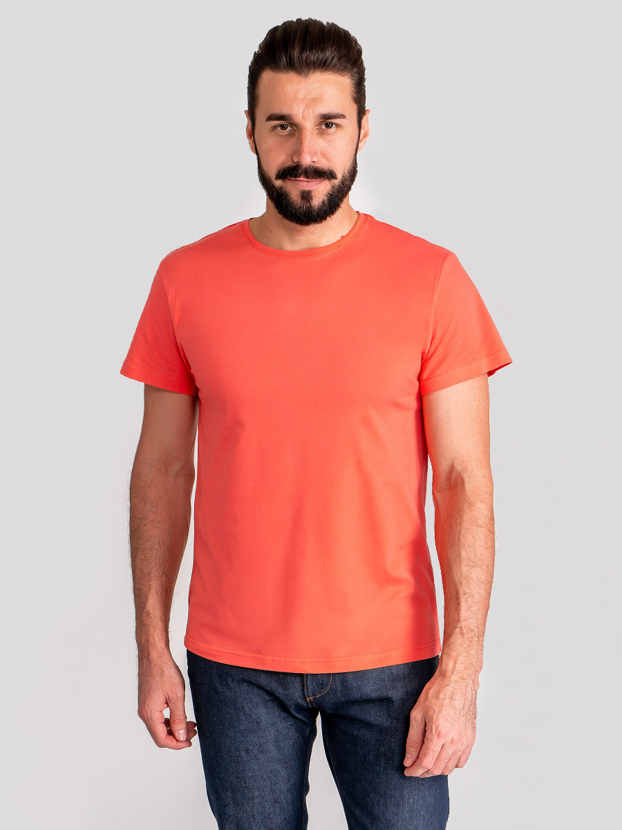 G145-RD-9012 (коралл) Футболка мужская короткий рукав