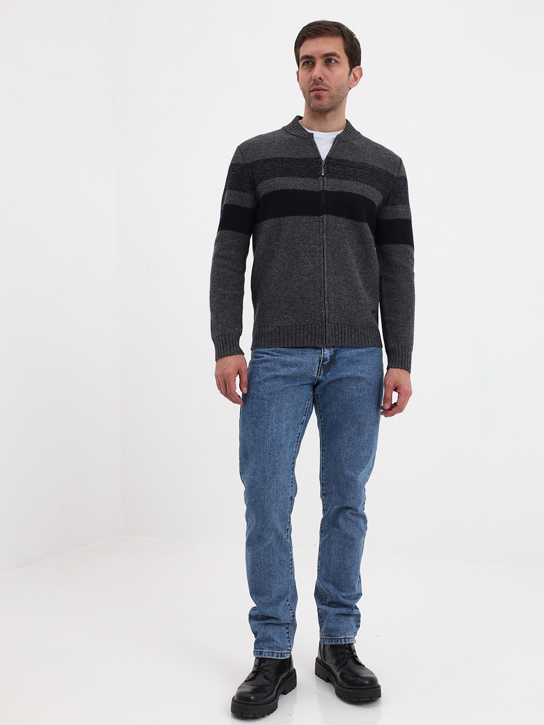 G139-полосы D2 (серый) Жакет мужской