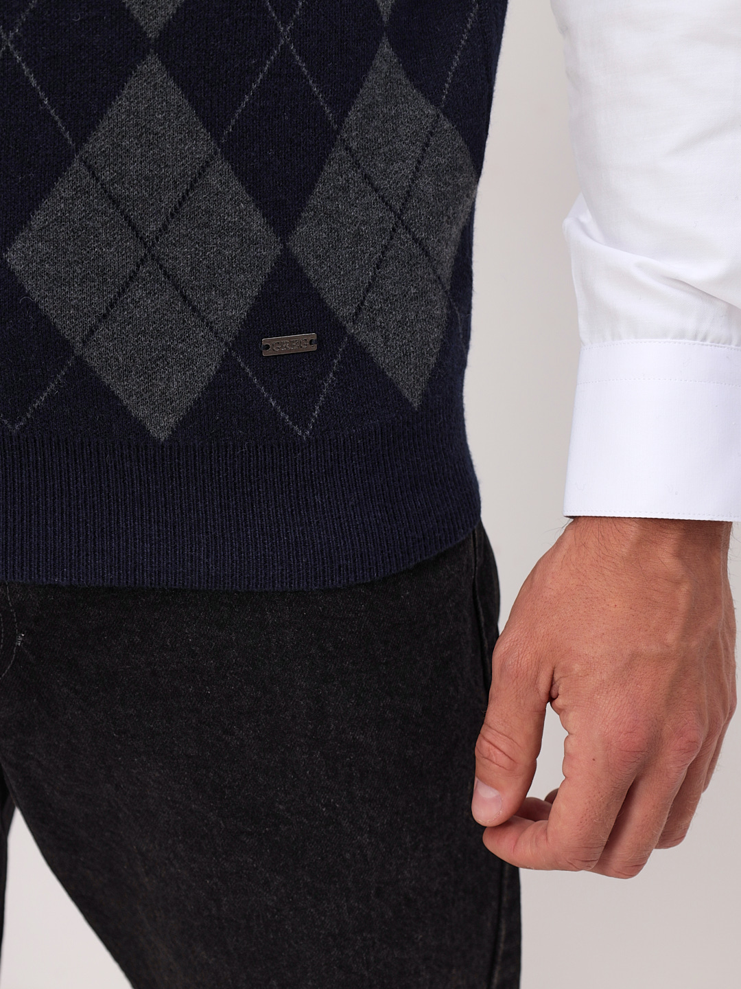 G125-12-ромб (сине-серый) Жилет мужской