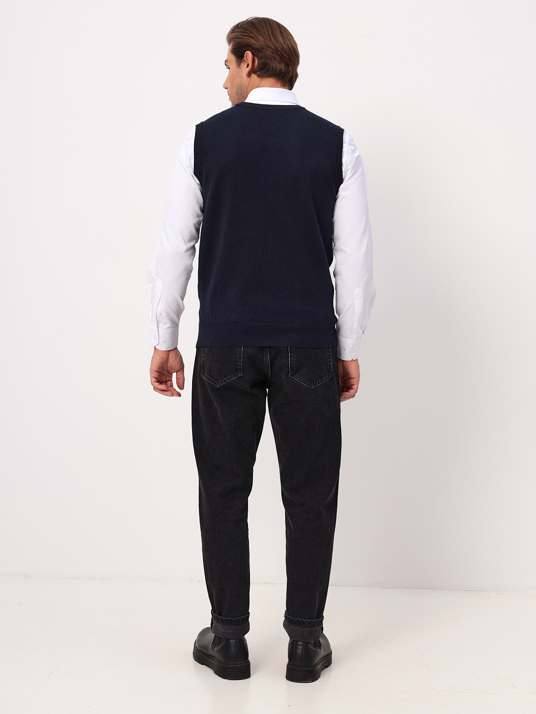 G125-12-ромб (сине-серый) Жилет мужской