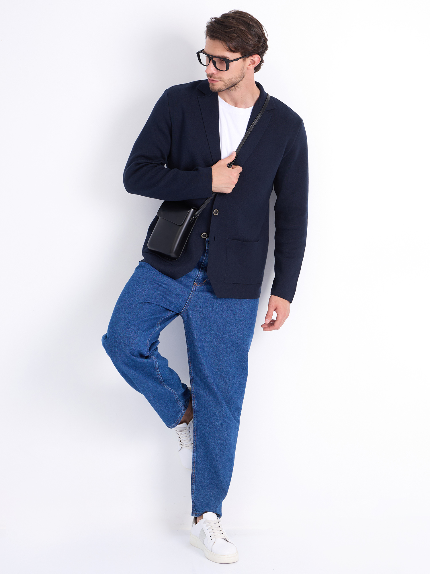 G136-KF-т.синий 345 Кардиган мужской