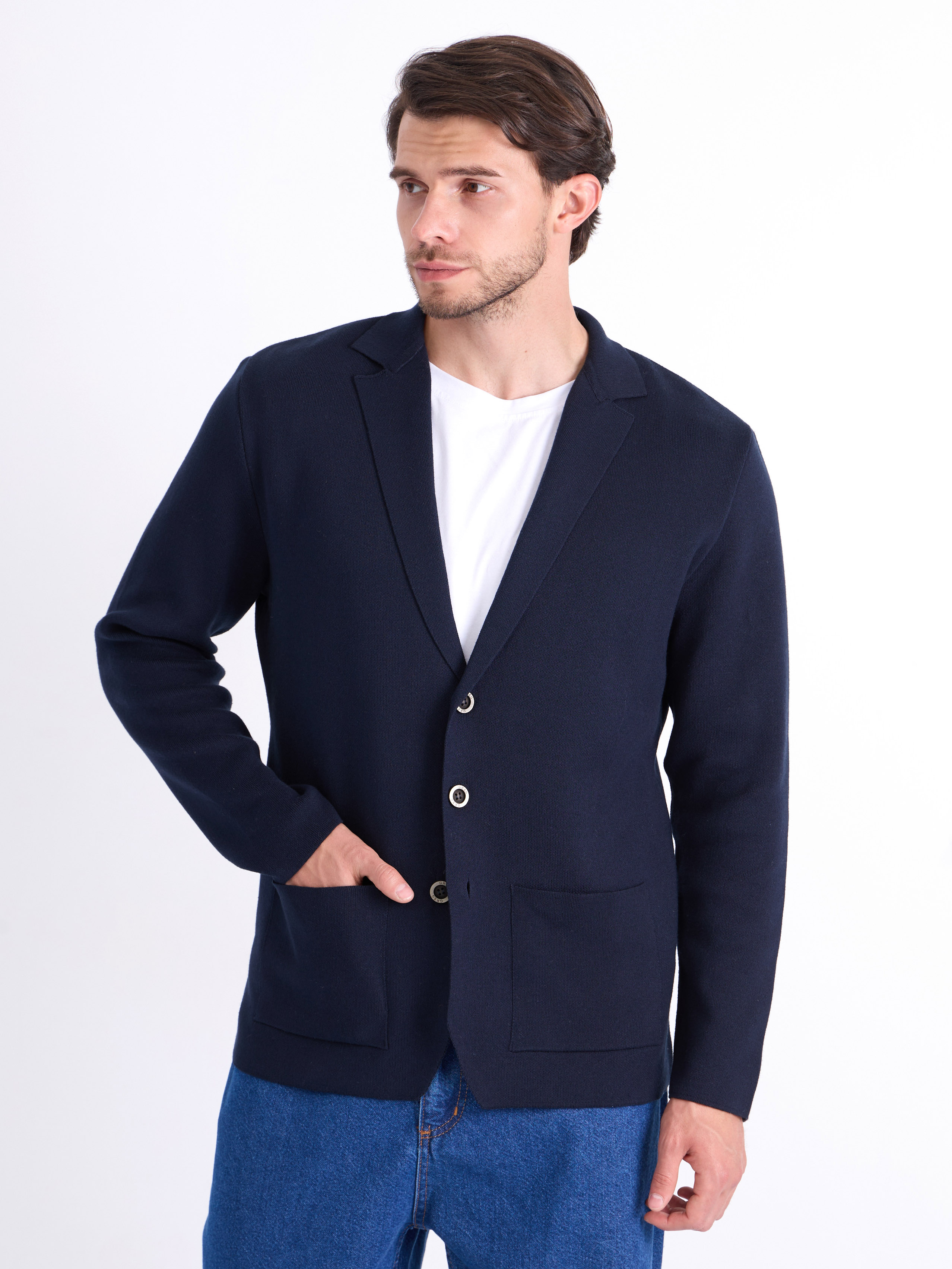 G136-KF-т.синий 345 Кардиган мужской