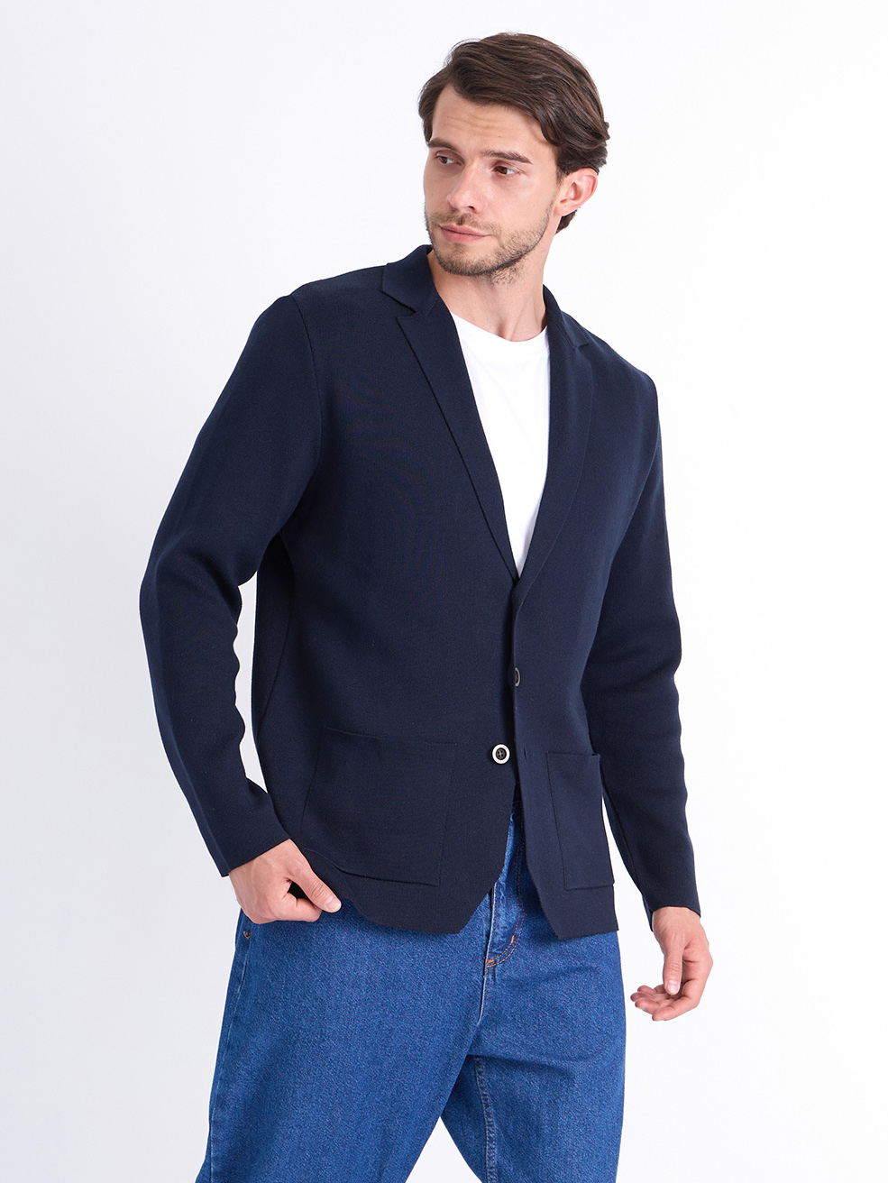 G136-KF-т.синий 345 Кардиган мужской