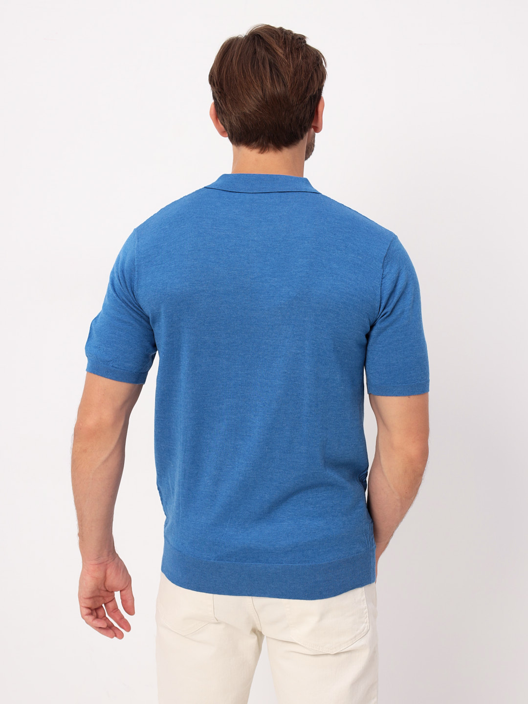 G147-12-квадрат D1 (синий) Джемпер мужской с воротником поло короткий рукав