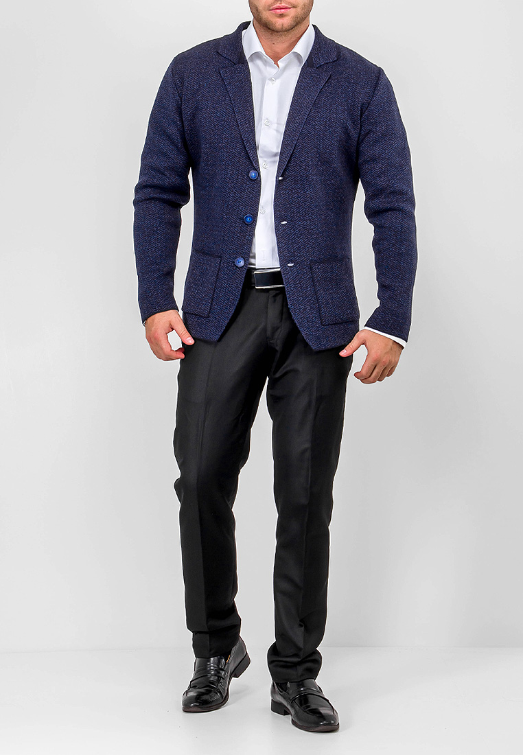 G136-KF-зигзаг (т.синий/синий) Кардиган мужской