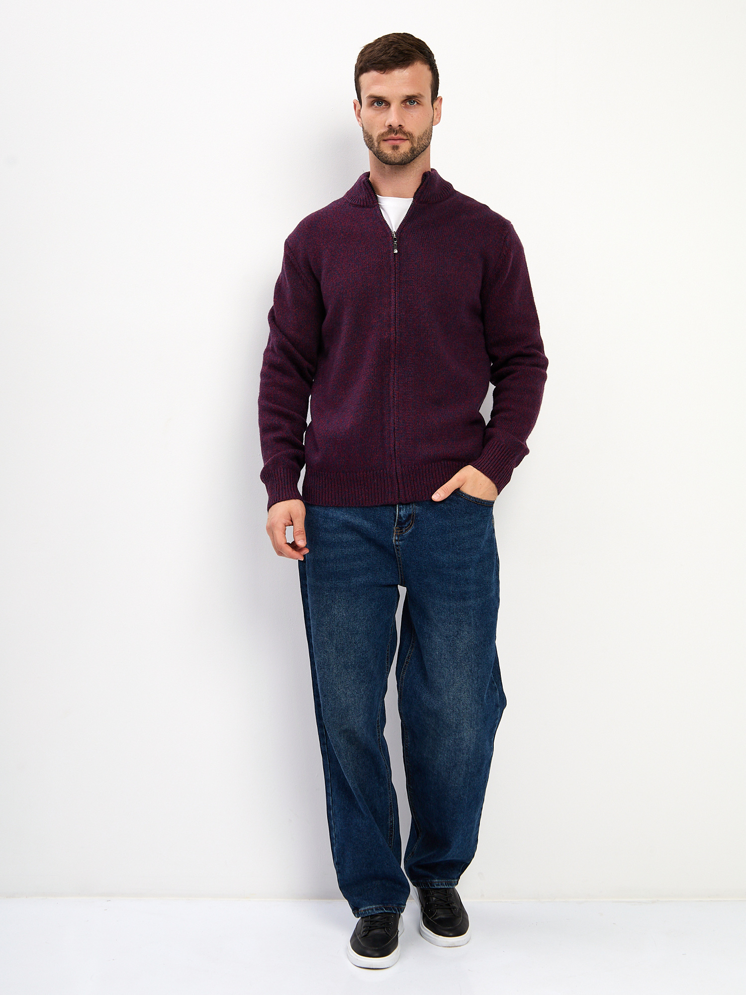 G139-RC02 (бордо-синий) Кардиган мужской
