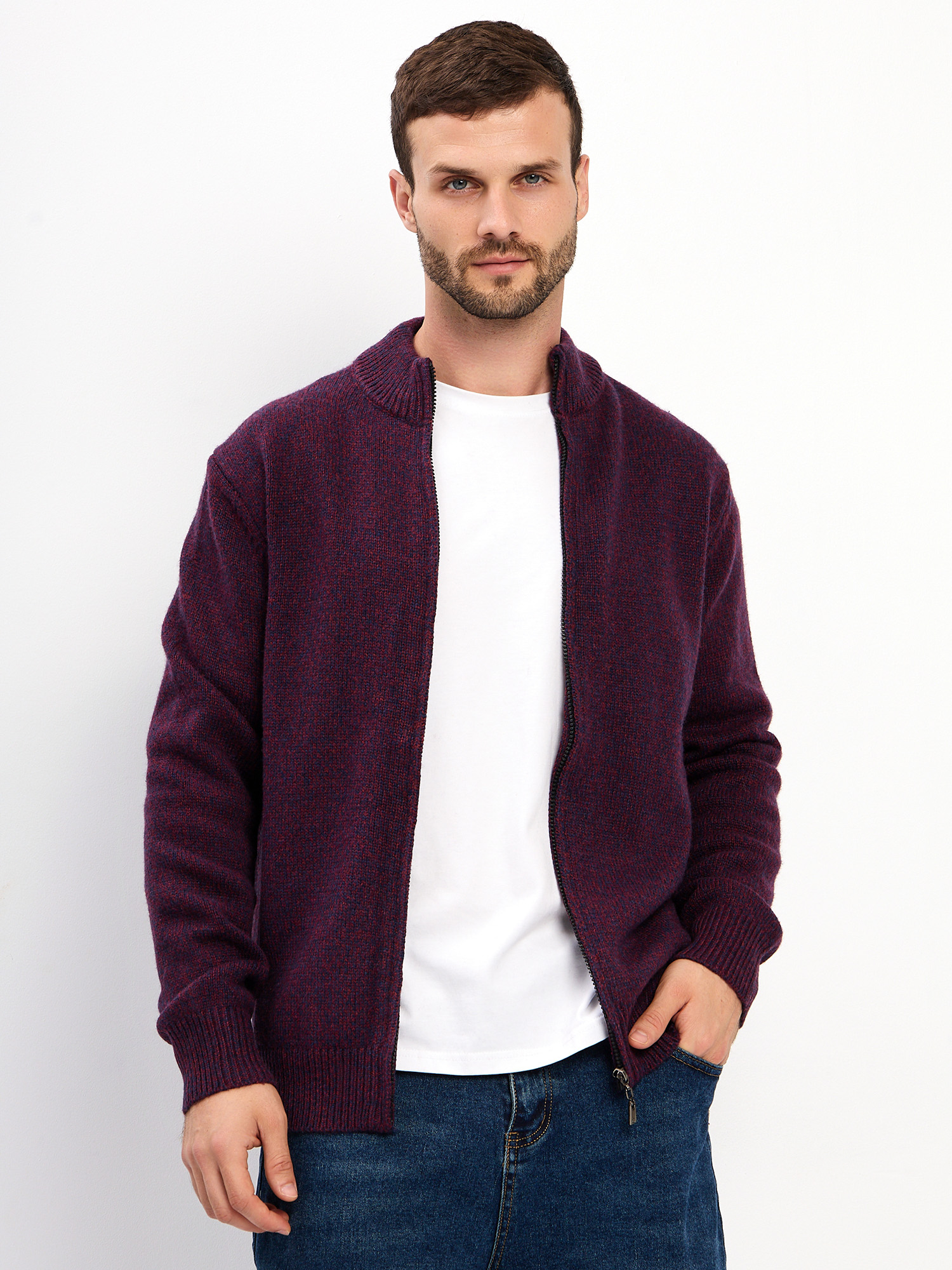 G139-RC02 (бордо-синий) Кардиган мужской