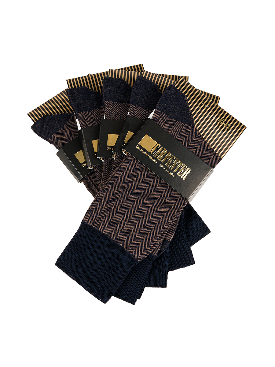 Cr-19/02 сине-коричневый Носки мужские (в упаковке 5 пар)