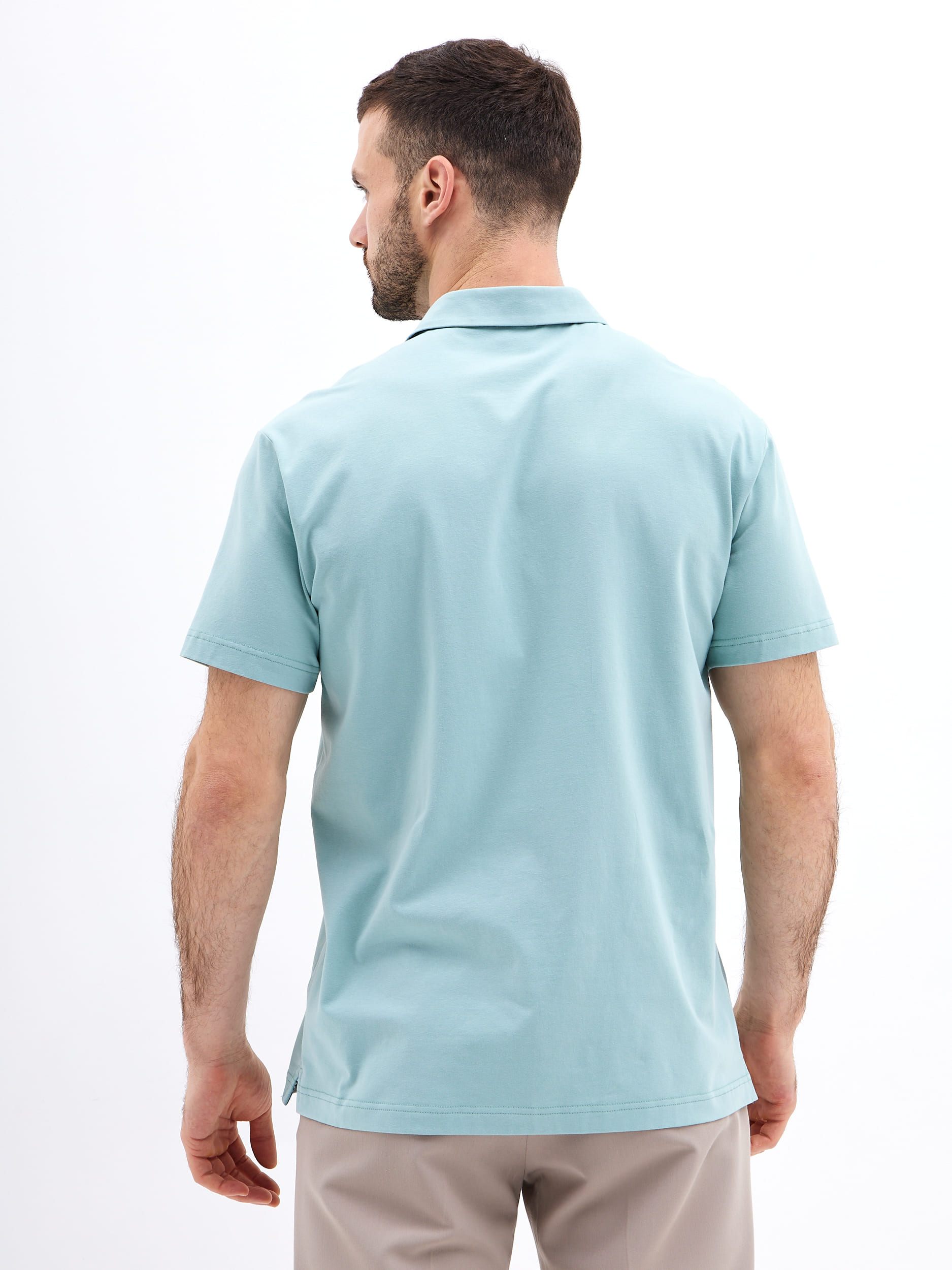 G144-KO1246T-SA5123 (ментол) Джемпер мужской с воротником поло короткий рукав