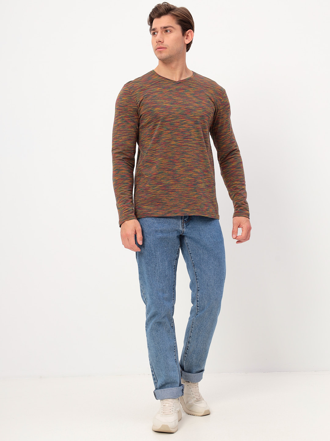 G166-KM-OR1059 (бордо) Футболка мужская длинный рукав