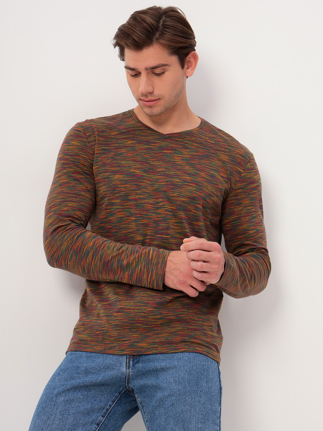 G166-KM-OR1059 (бордо) Футболка мужская длинный рукав