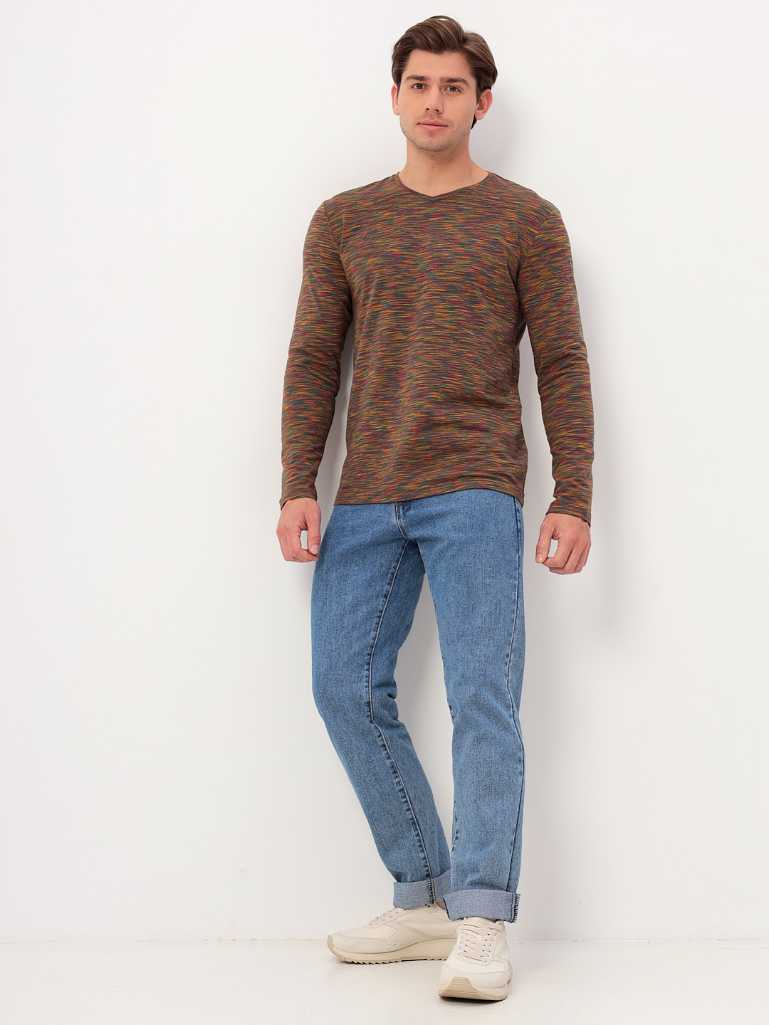 G166-KM-OR1059 (бордо) Футболка мужская длинный рукав