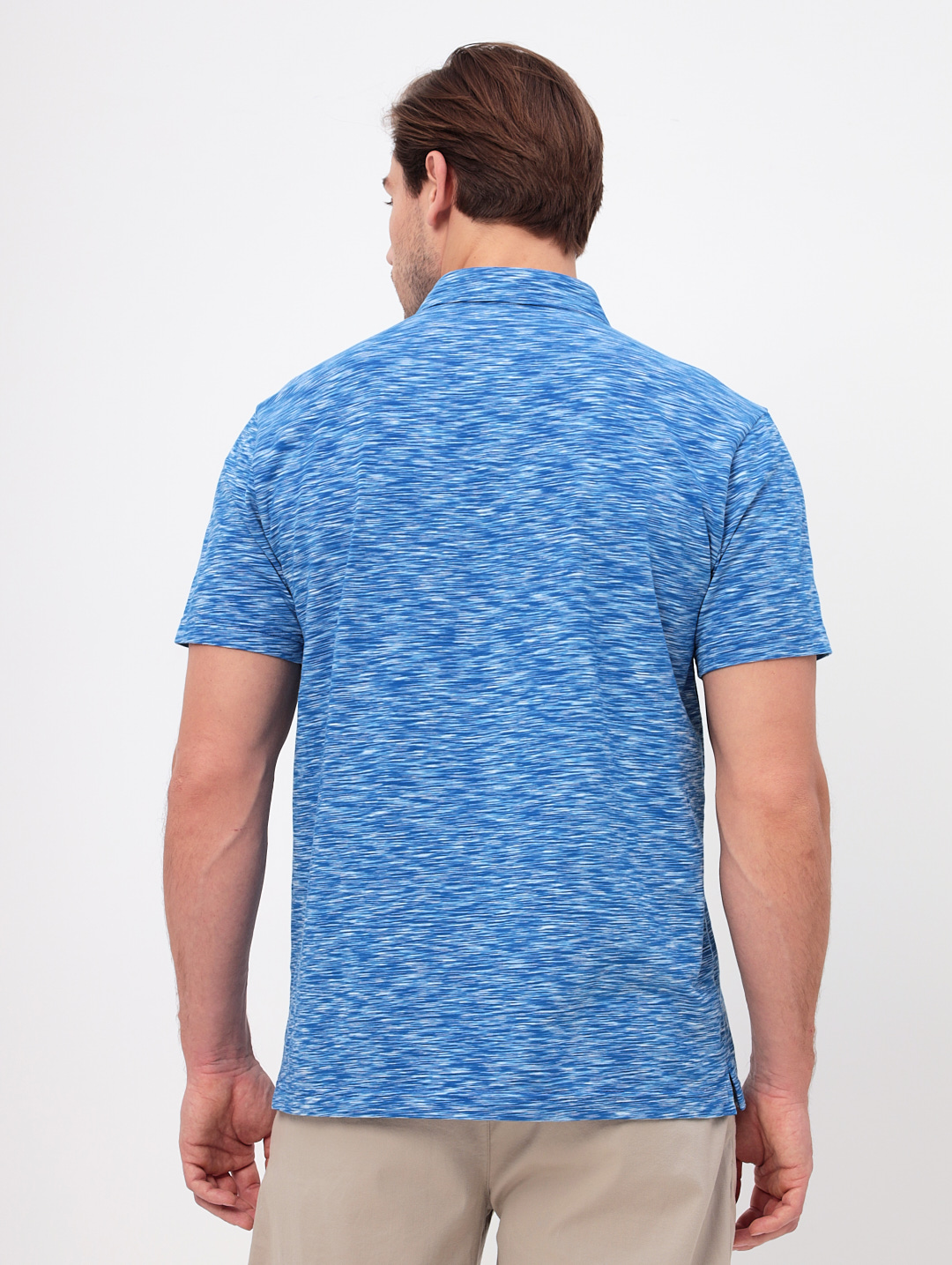 G144-KM1246-OR1030 (голубой) Джемпер мужской с воротником поло короткий рукав