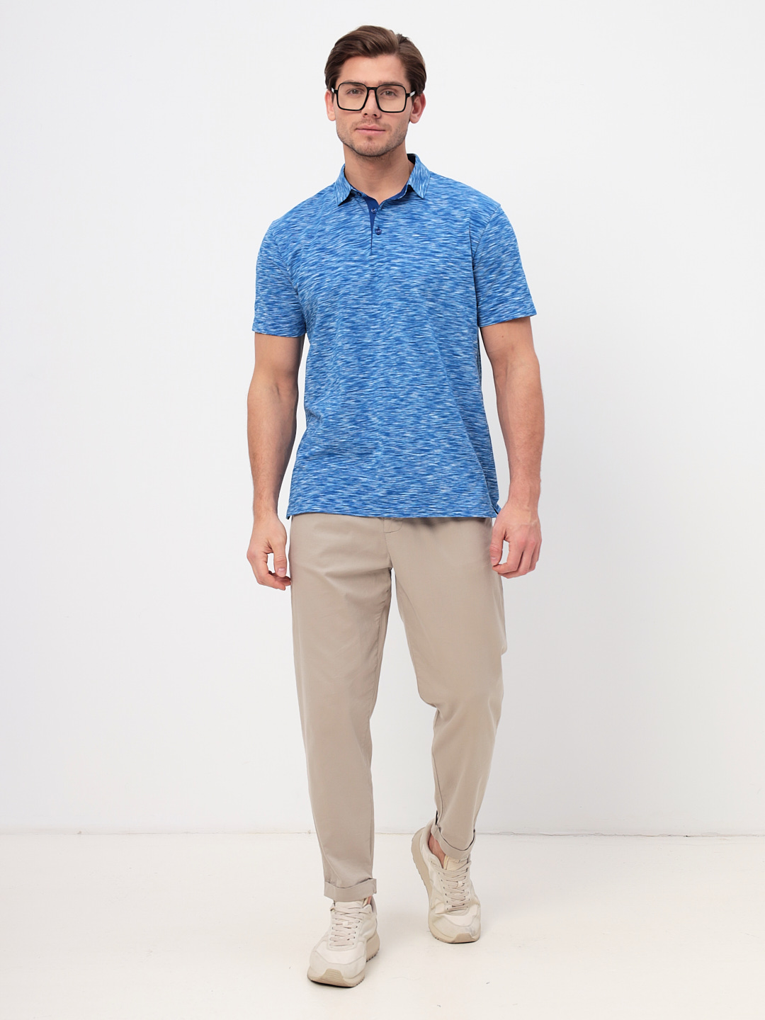 G144-KM1246-OR1030 (голубой) Джемпер мужской с воротником поло короткий рукав