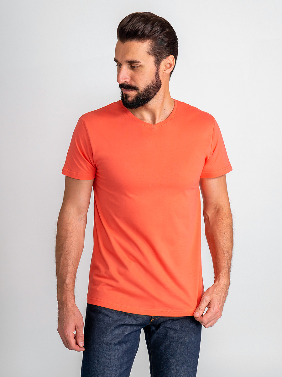 G146-RD-9012_R (коралл) Футболка мужская короткий рукав