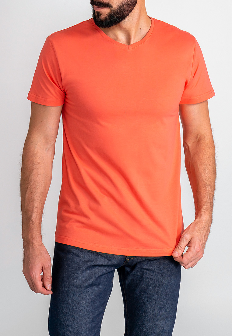 G146-RD-9012_R (коралл) Футболка мужская короткий рукав