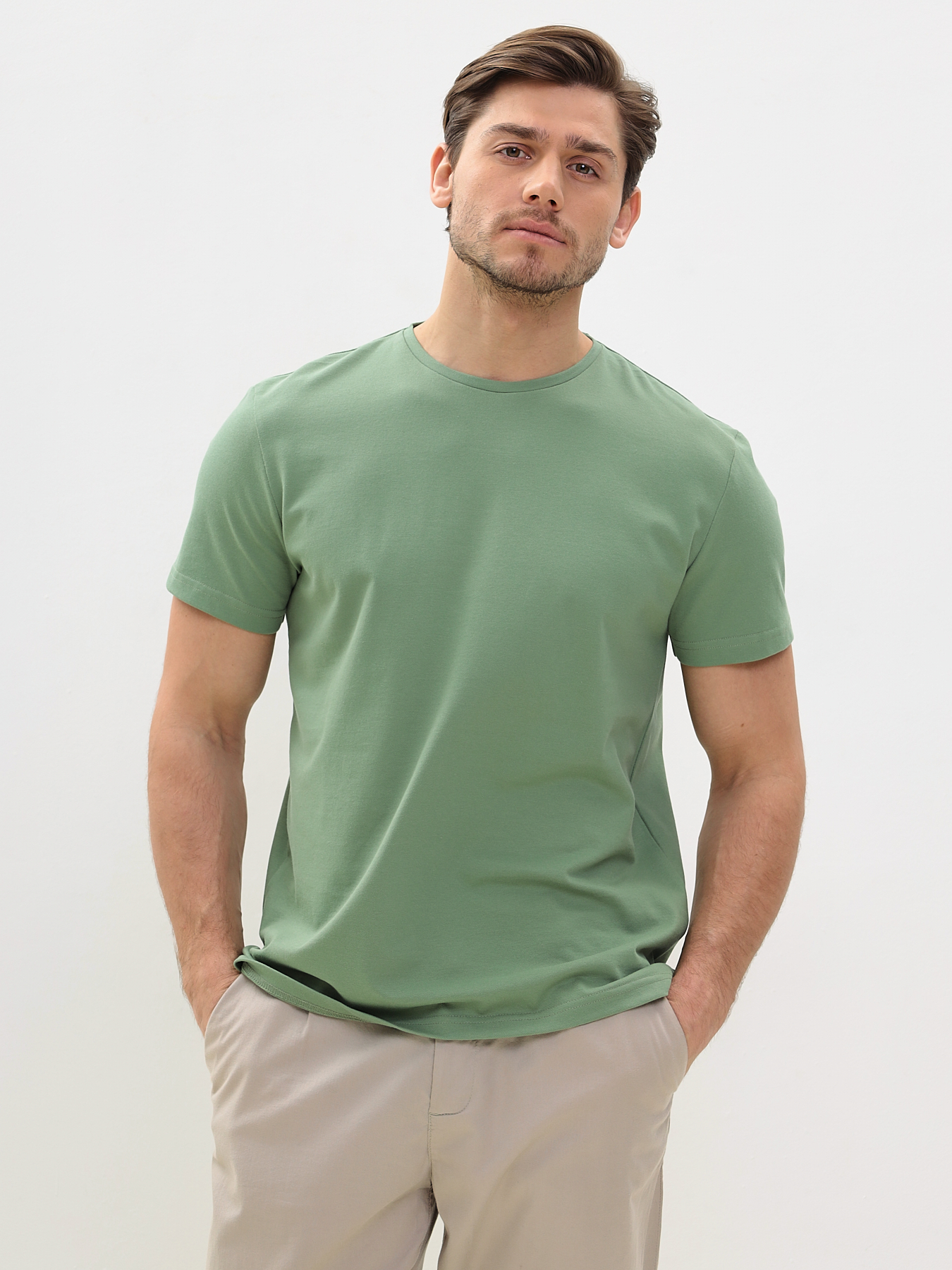 G145-PO4T-SA2096 (хаки) Футболка мужская короткий рукав