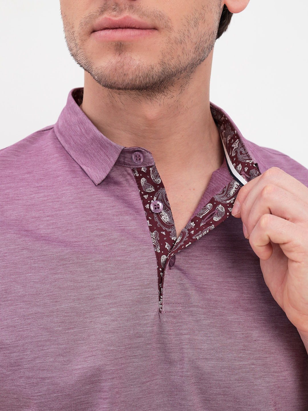 G144-PM1246T-LT1635 (бордо) Джемпер мужской с воротником поло короткий рукав