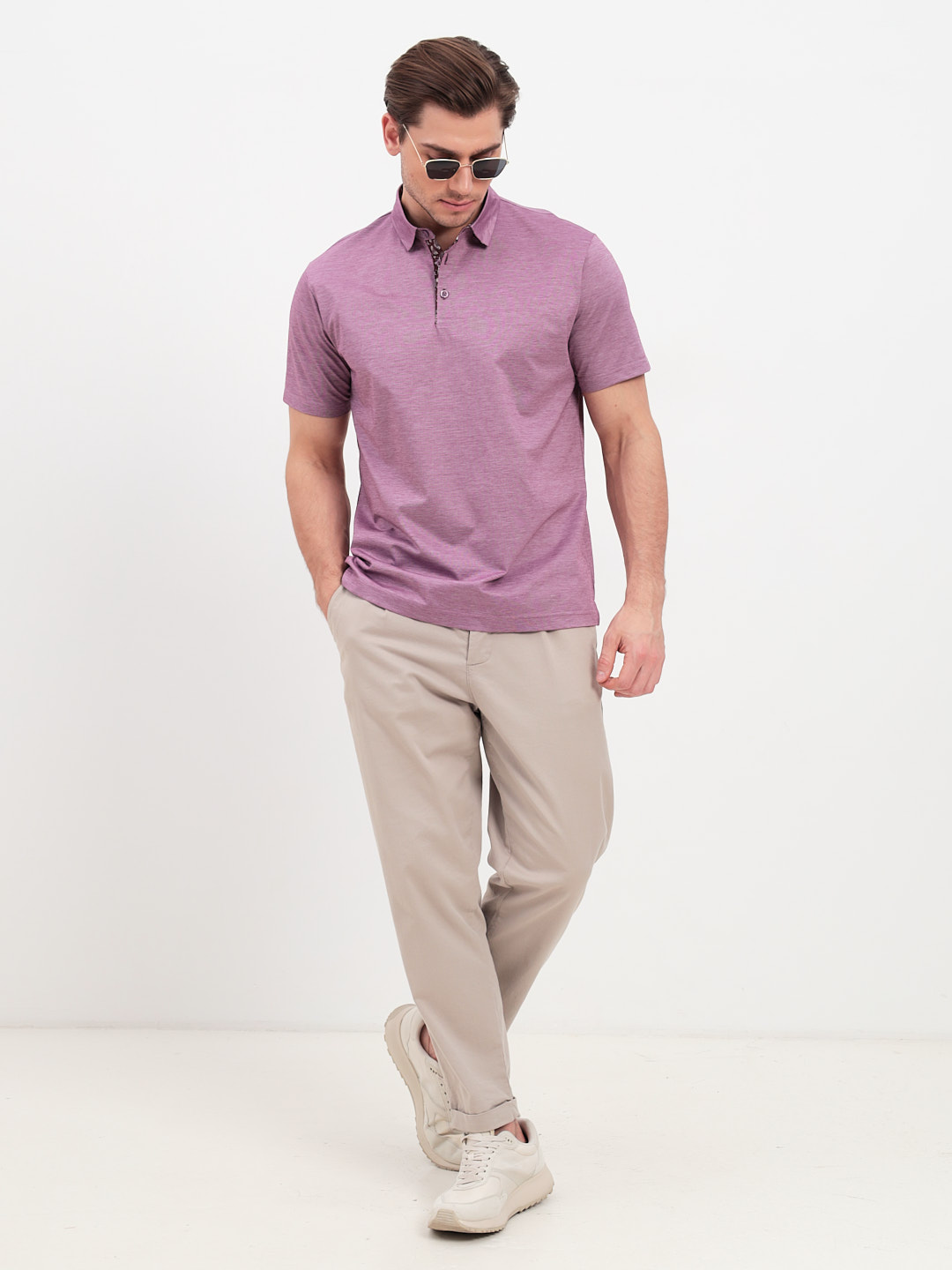 G144-PM1246T-LT1635 (бордо) Джемпер мужской с воротником поло короткий рукав