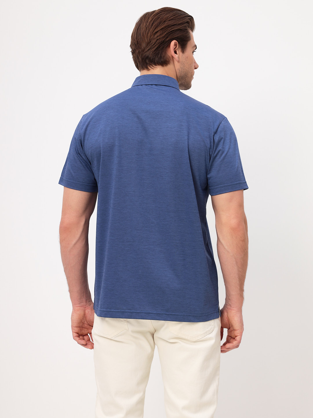 G144-PM124T-LT1631 (синий) Джемпер мужской с воротником поло короткий рукав