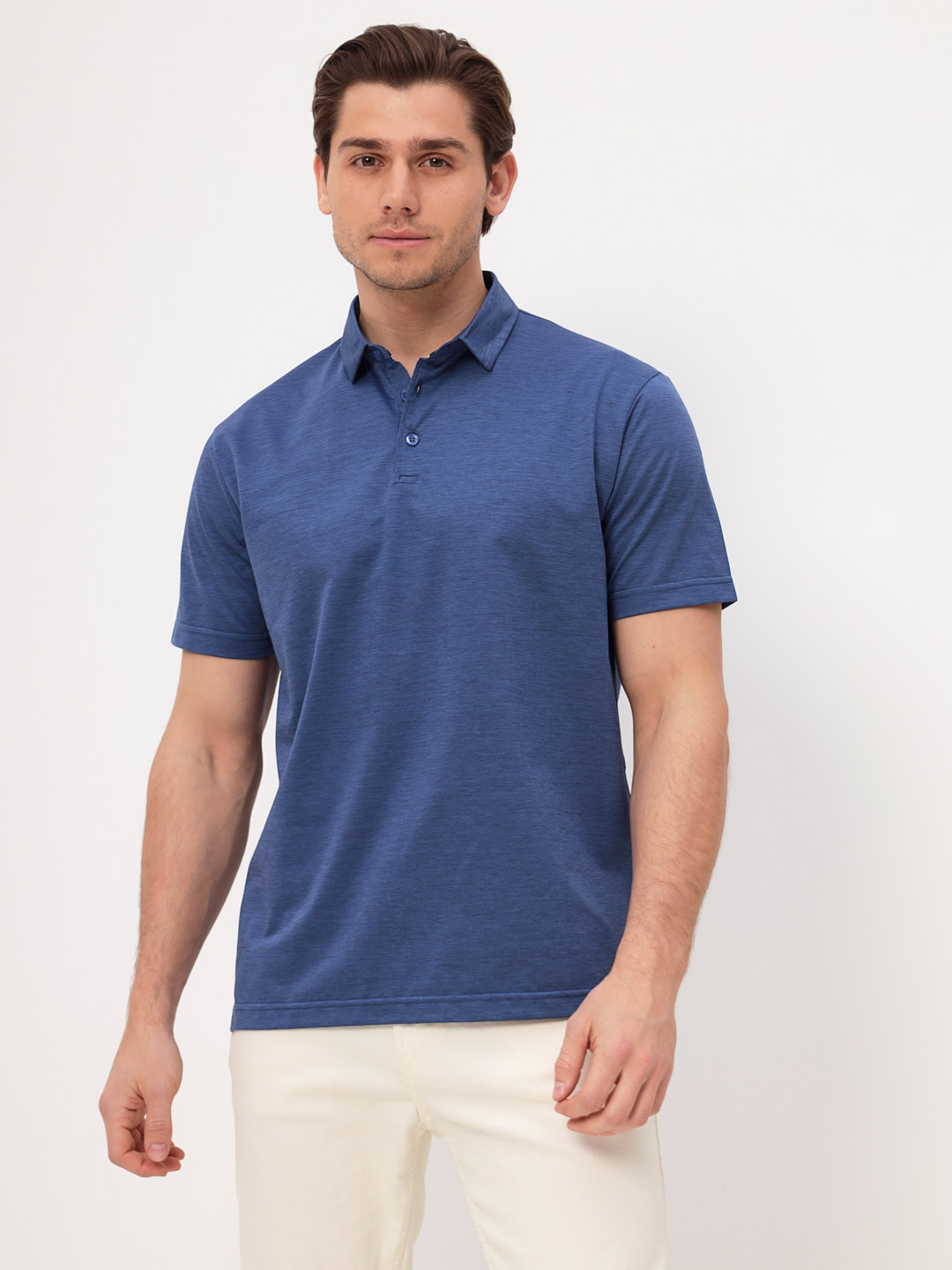 G144-PM124T-LT1631 (синий) Джемпер мужской с воротником поло короткий рукав